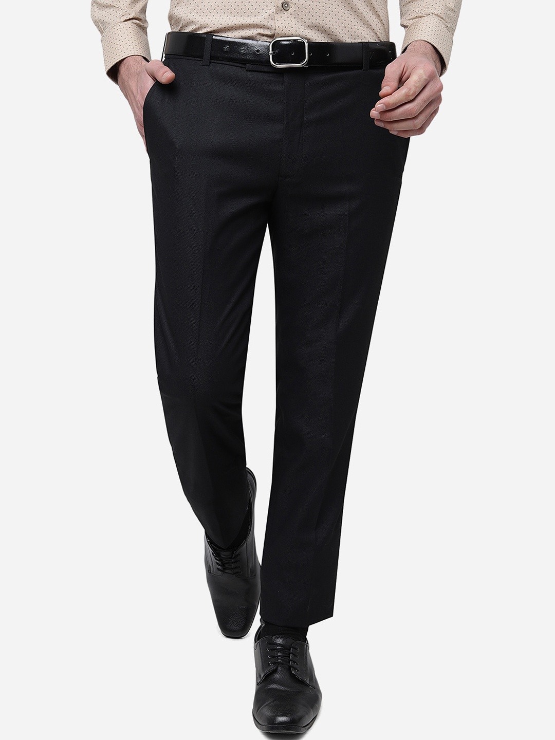 

METAL Men Slim Fit Mid-Rise Formal Trousers, Black