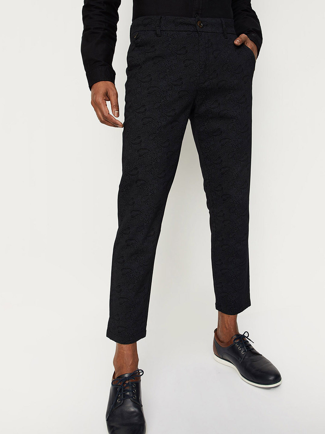 

max Men Mid-Rise Formal Trousers, Black