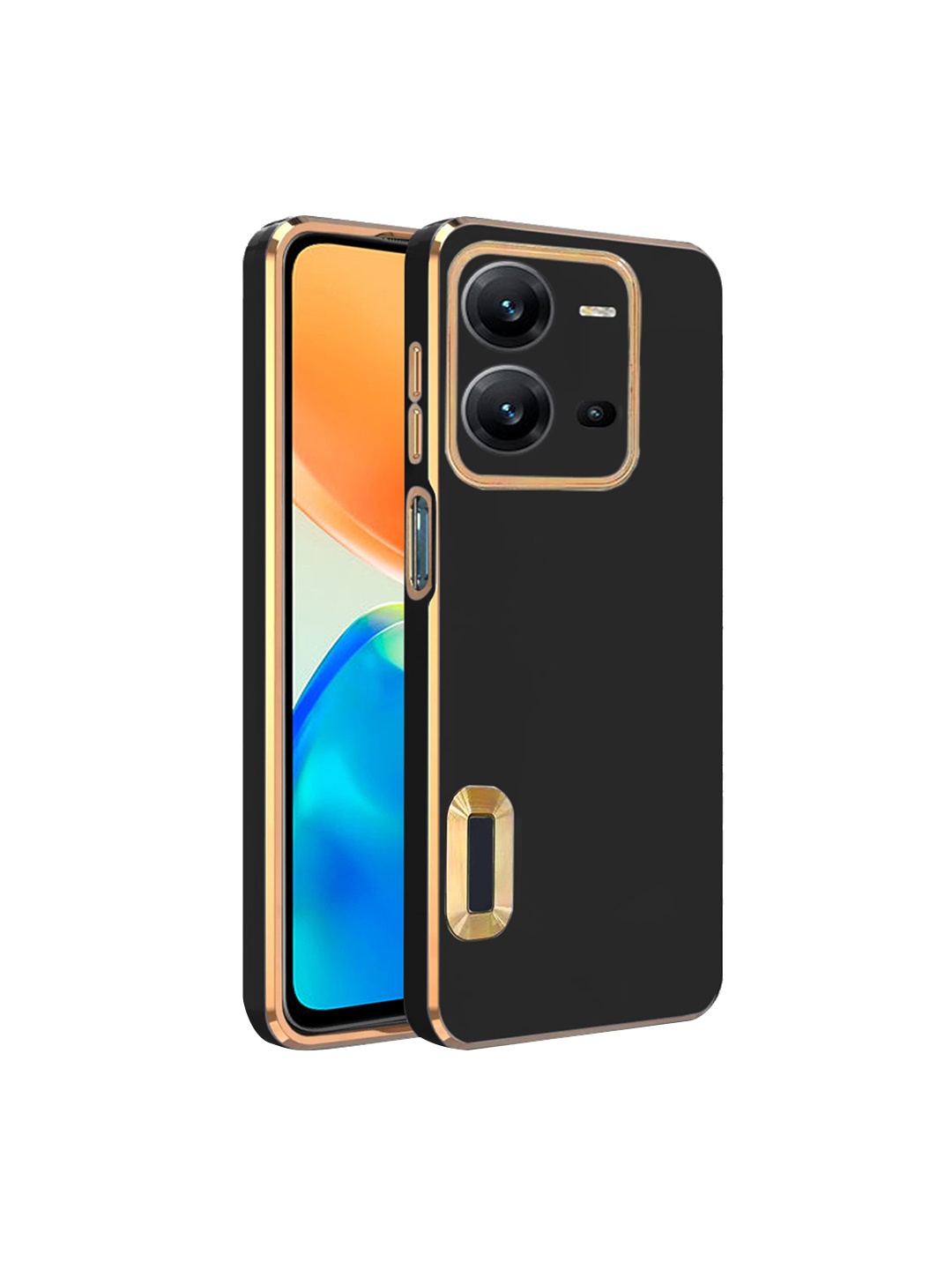 

Karwan Vivo V25 Sweat-Proof Compatible Phone Back Cover, Black