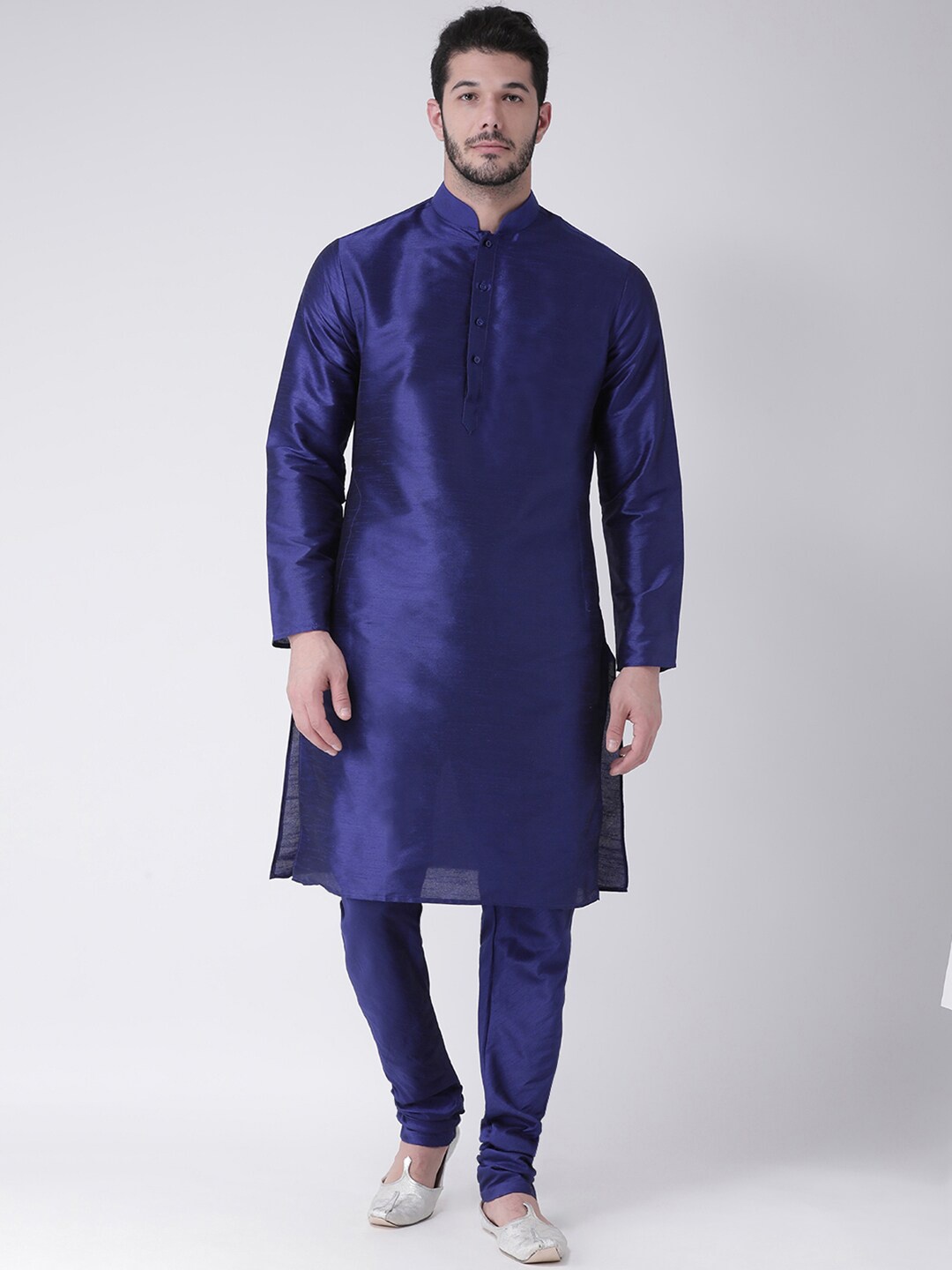 

SG LEMAN Men Raw Silk Kurta with Pyjamas, Blue
