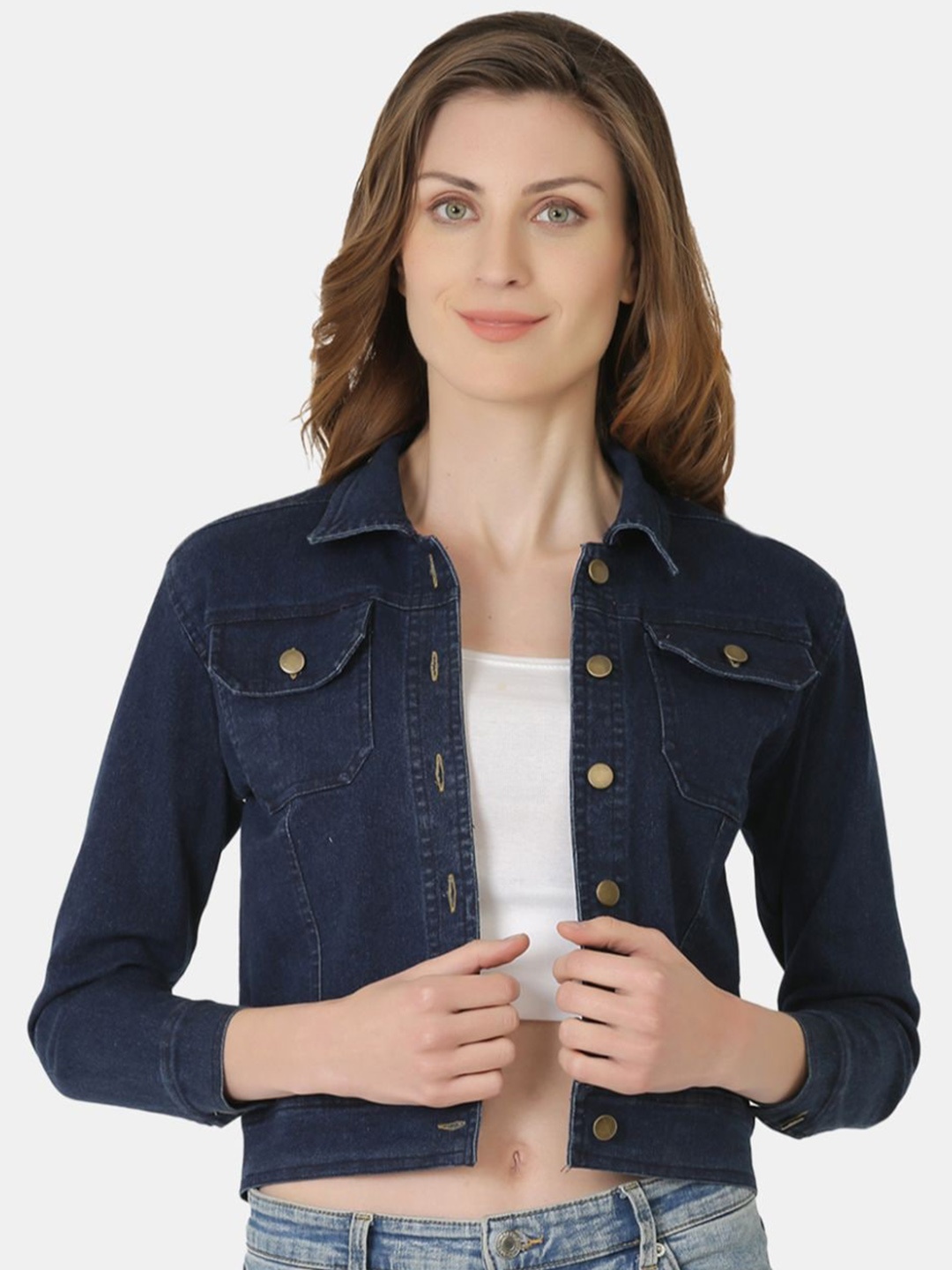 

SAAKAA Crop Denim Jacket, Blue