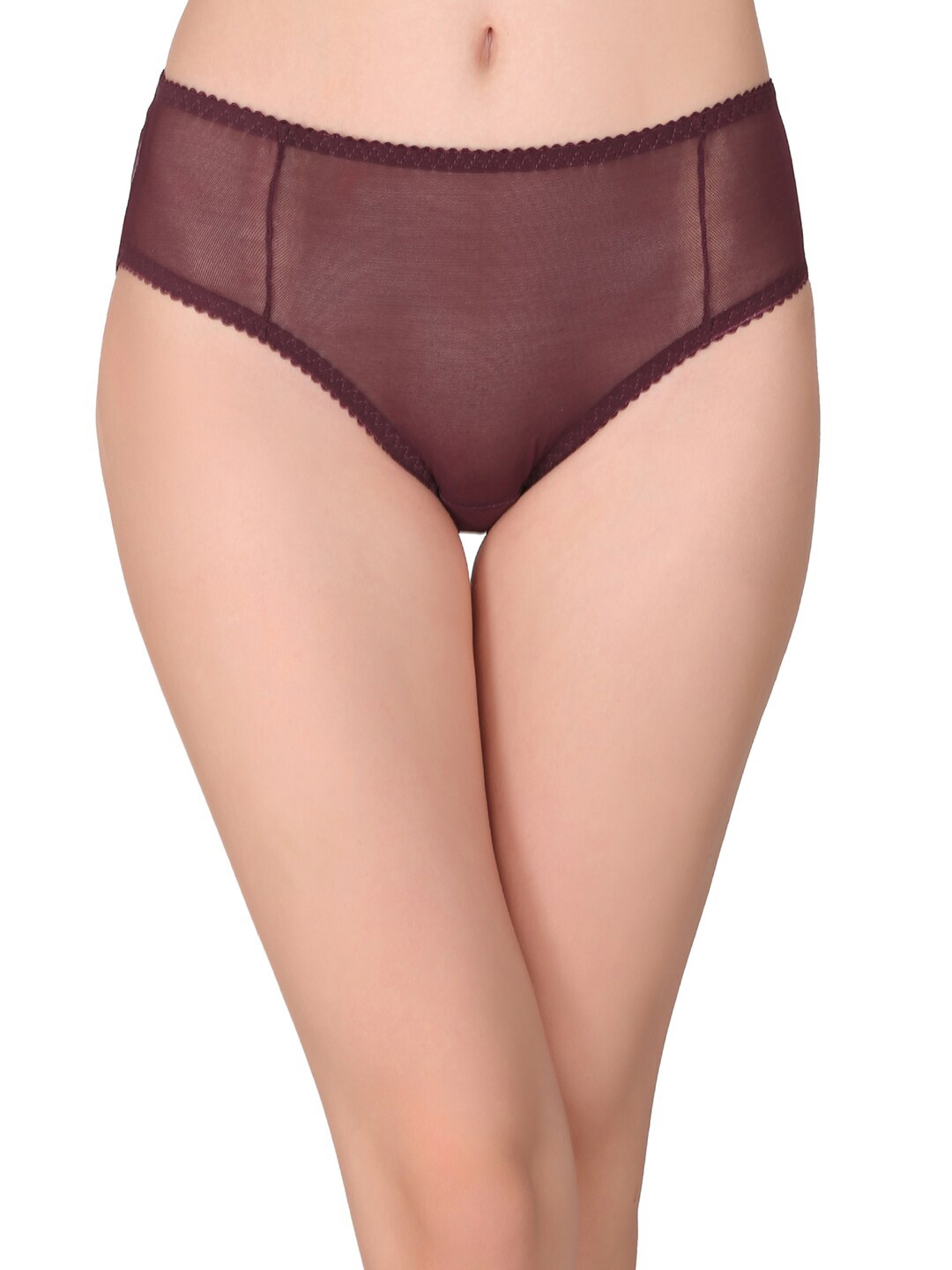 

Clovia Women Low Rise Outer Elastic Lace Bikini Brief, Purple