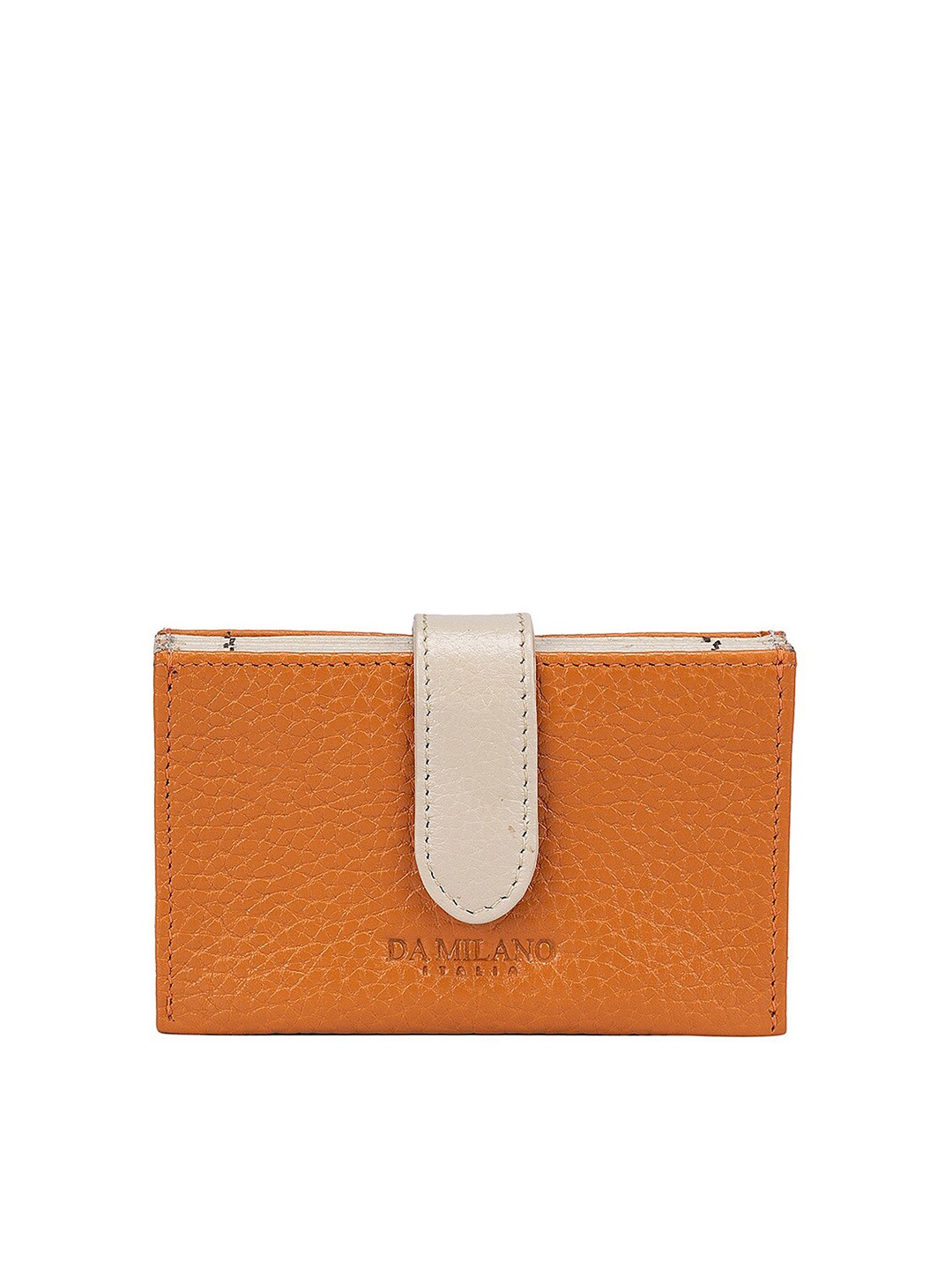 

Da Milano Men Textured Leather Card Holder, Orange