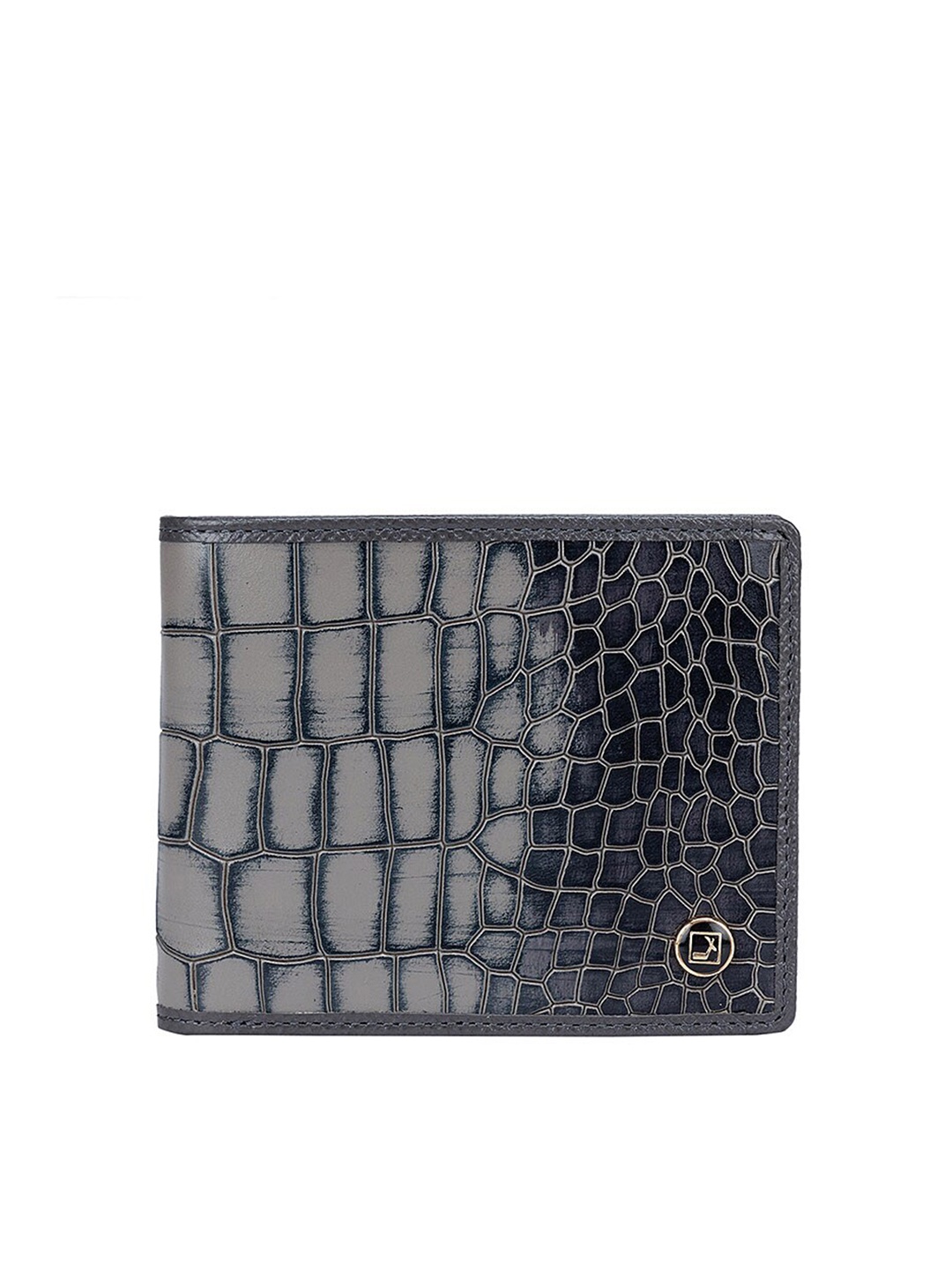 

Da Milano Men Textured Leather Two Fold Wallet, Grey