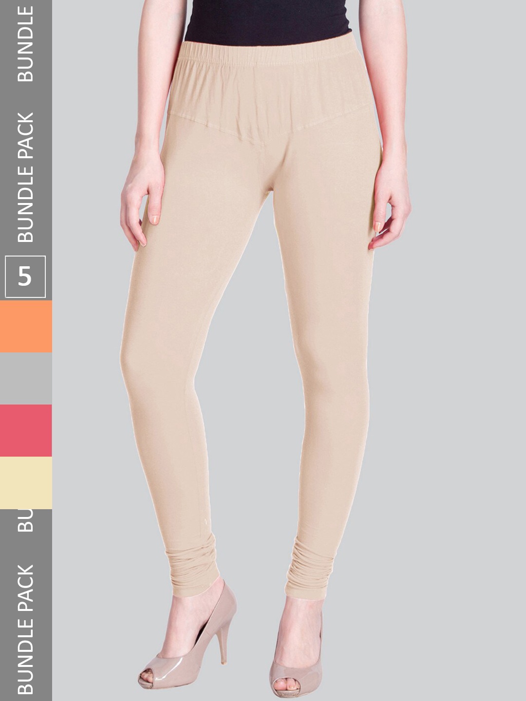 

LYRA Women Pack Of 5 Stretchable Churidar-Length Cotton Lycra Leggings, Grey