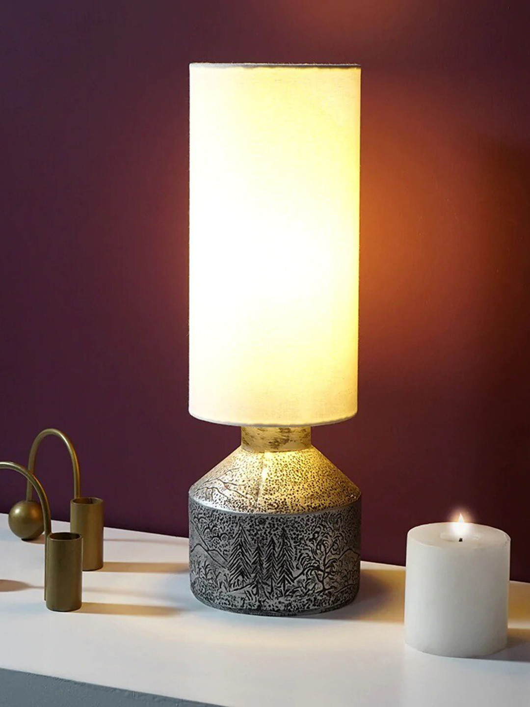 

THE ARTMENT Silver-Toned Impressionist Antique Lamp Shade
