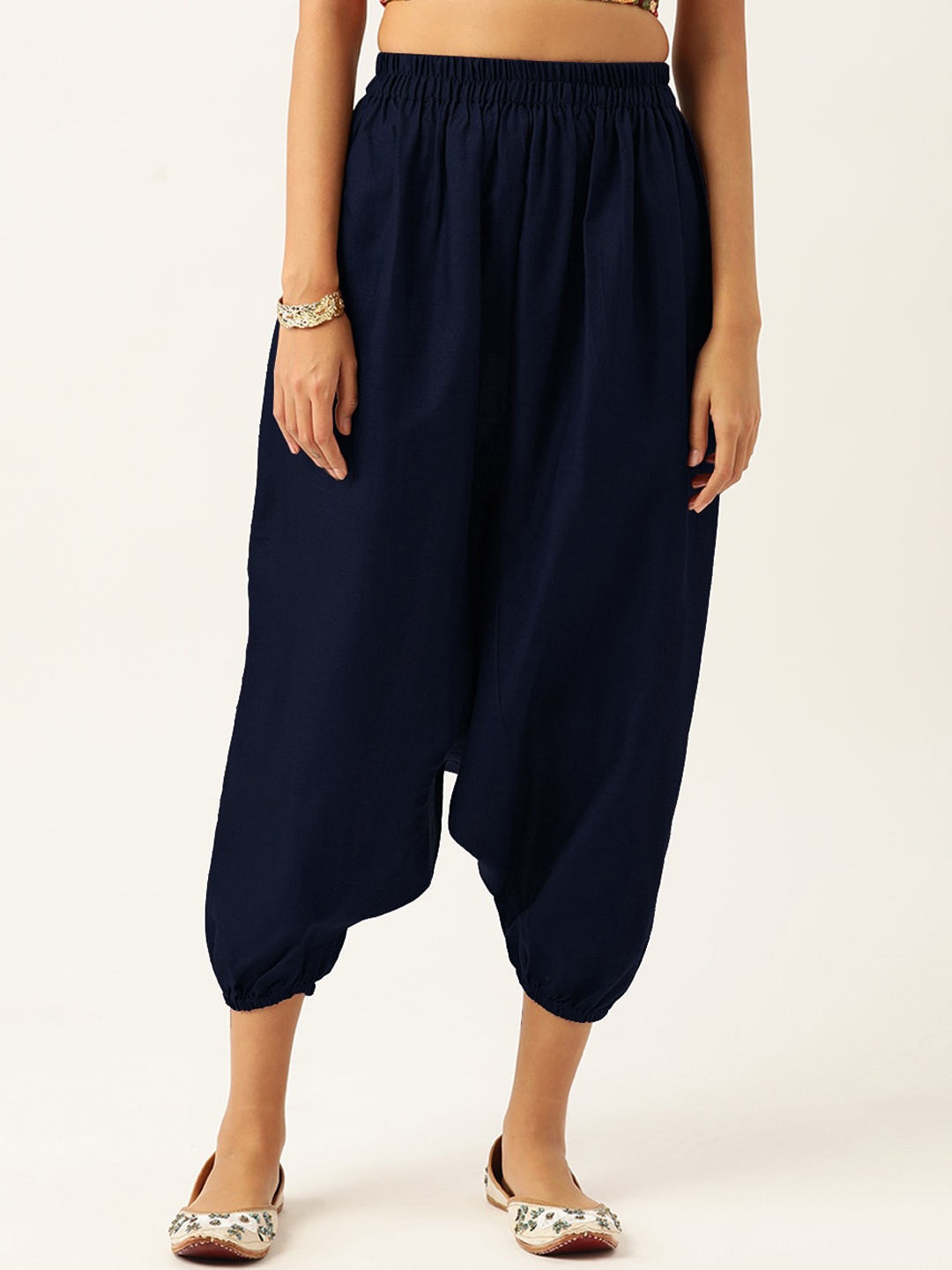

Molcha Women Mid Rise Loose Fit Harem Pants, Navy blue