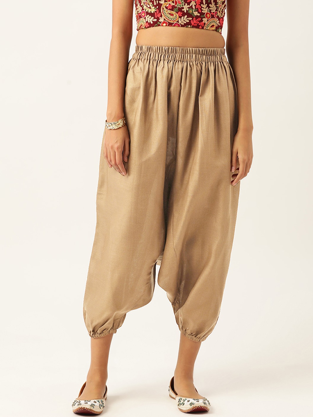

Molcha Women Mid Rise Loose Fit Harem Pants, Beige