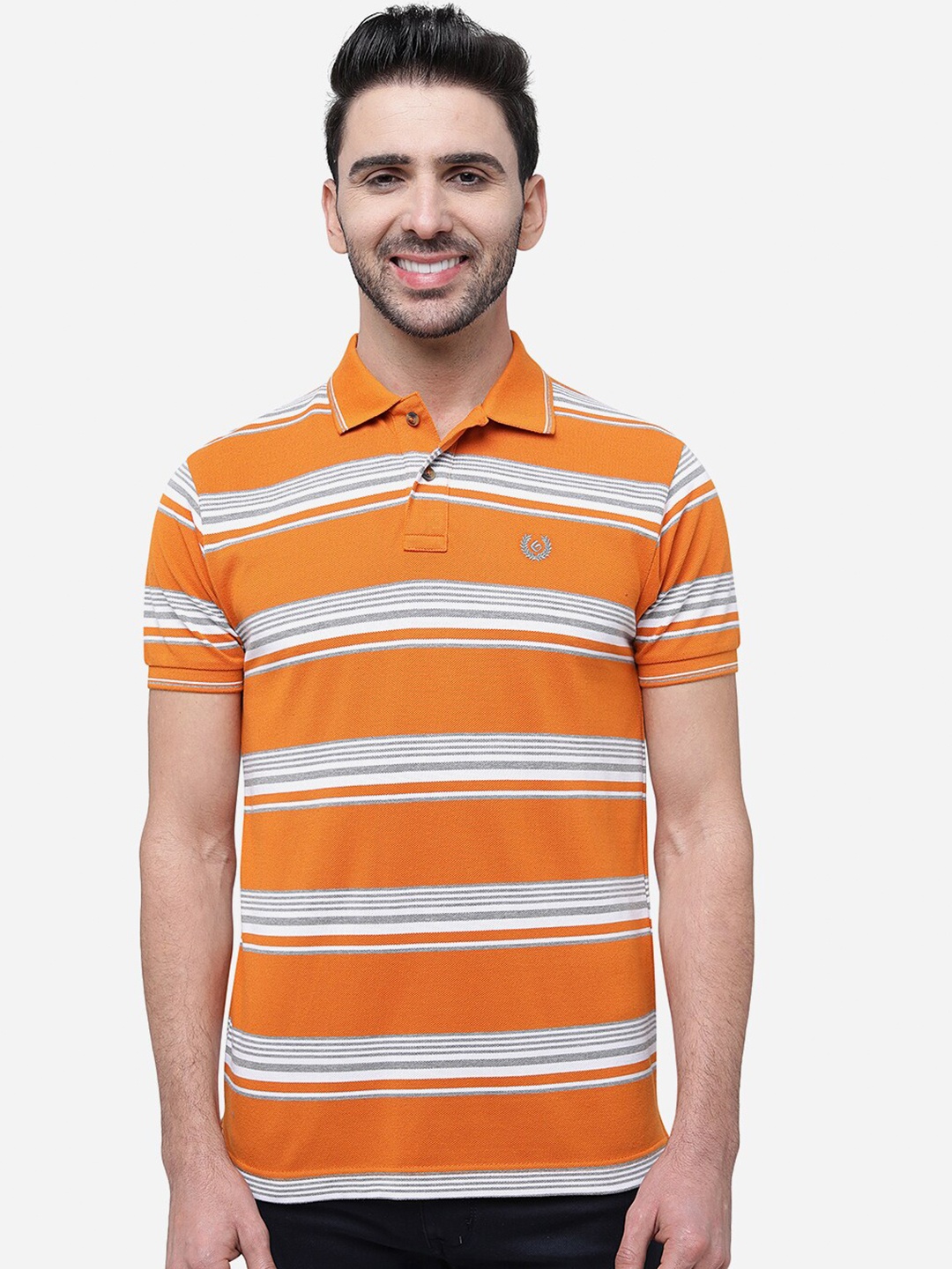 

Greenfibre Striped Polo Collar Slim Fit T-shirt, Orange