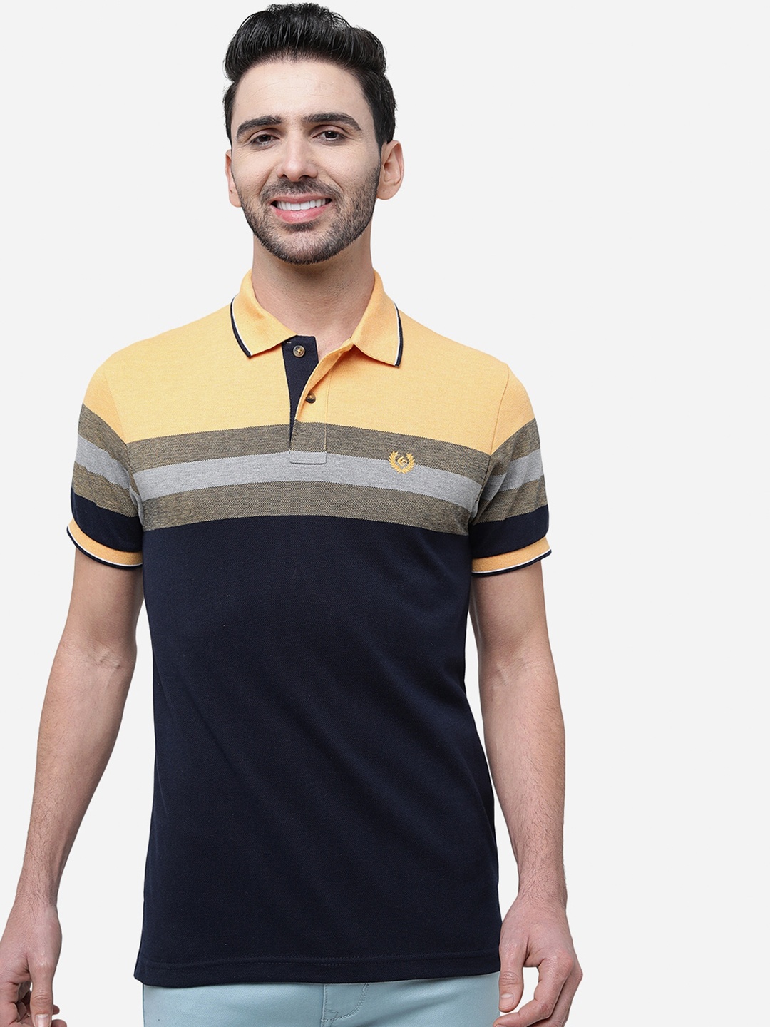 

Greenfibre Striped Polo Collar Slim Fit T-shirt, Yellow