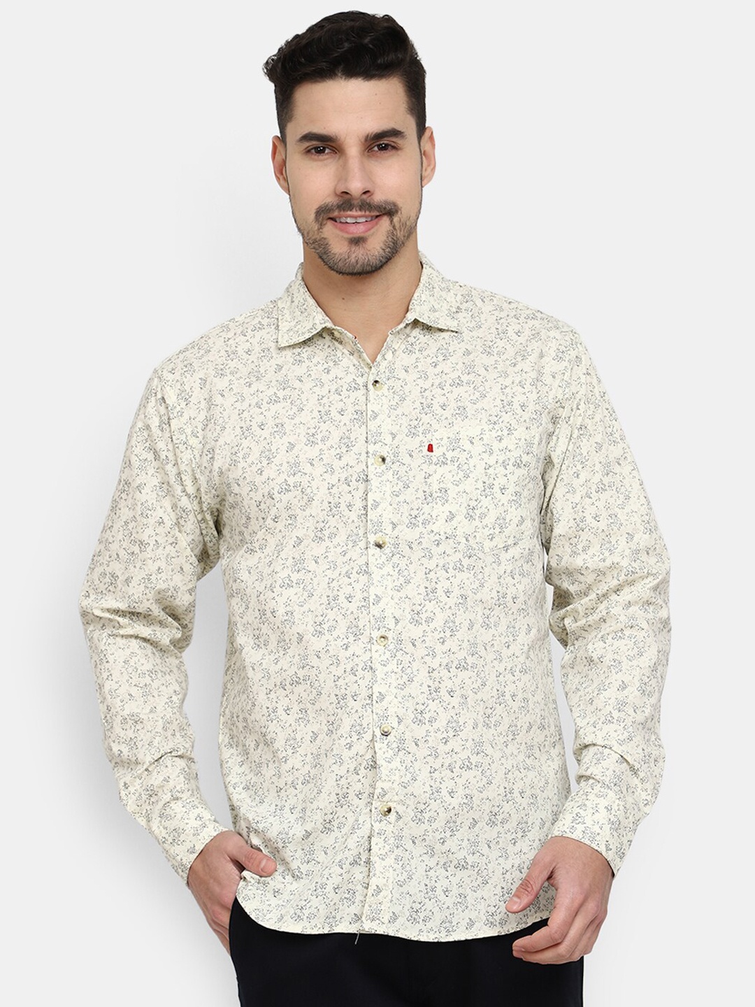 

V-Mart Abstract Printed Classic Casual Shirt, Beige