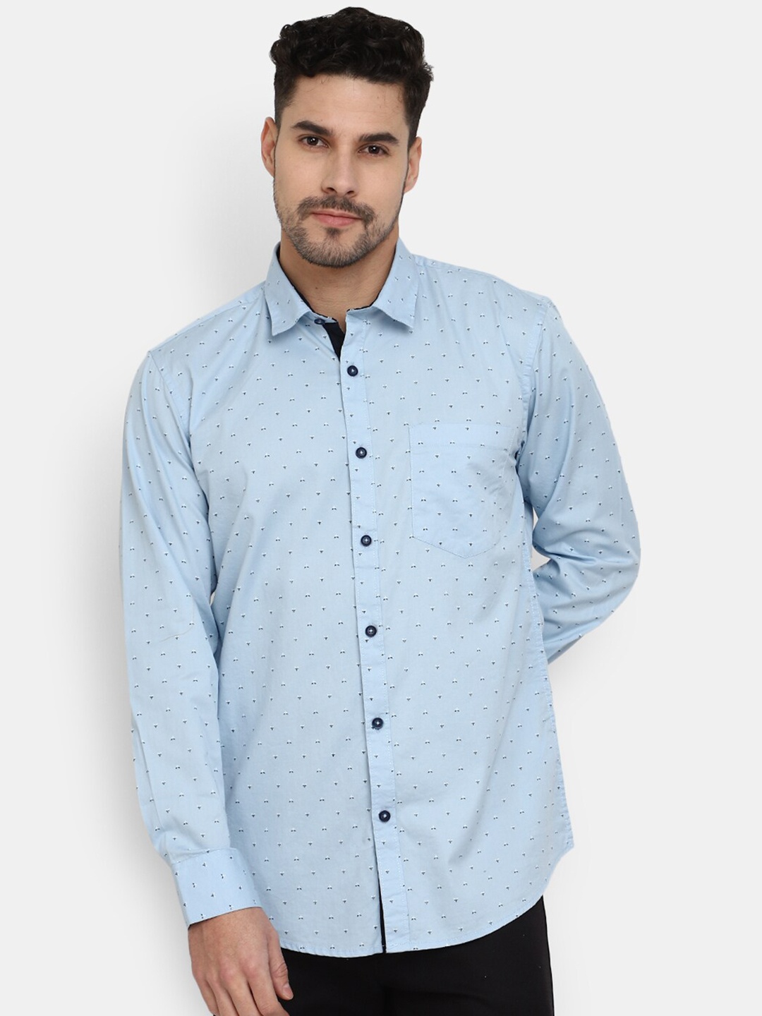 

V-Mart Classic Printed Casual Shirt, Blue