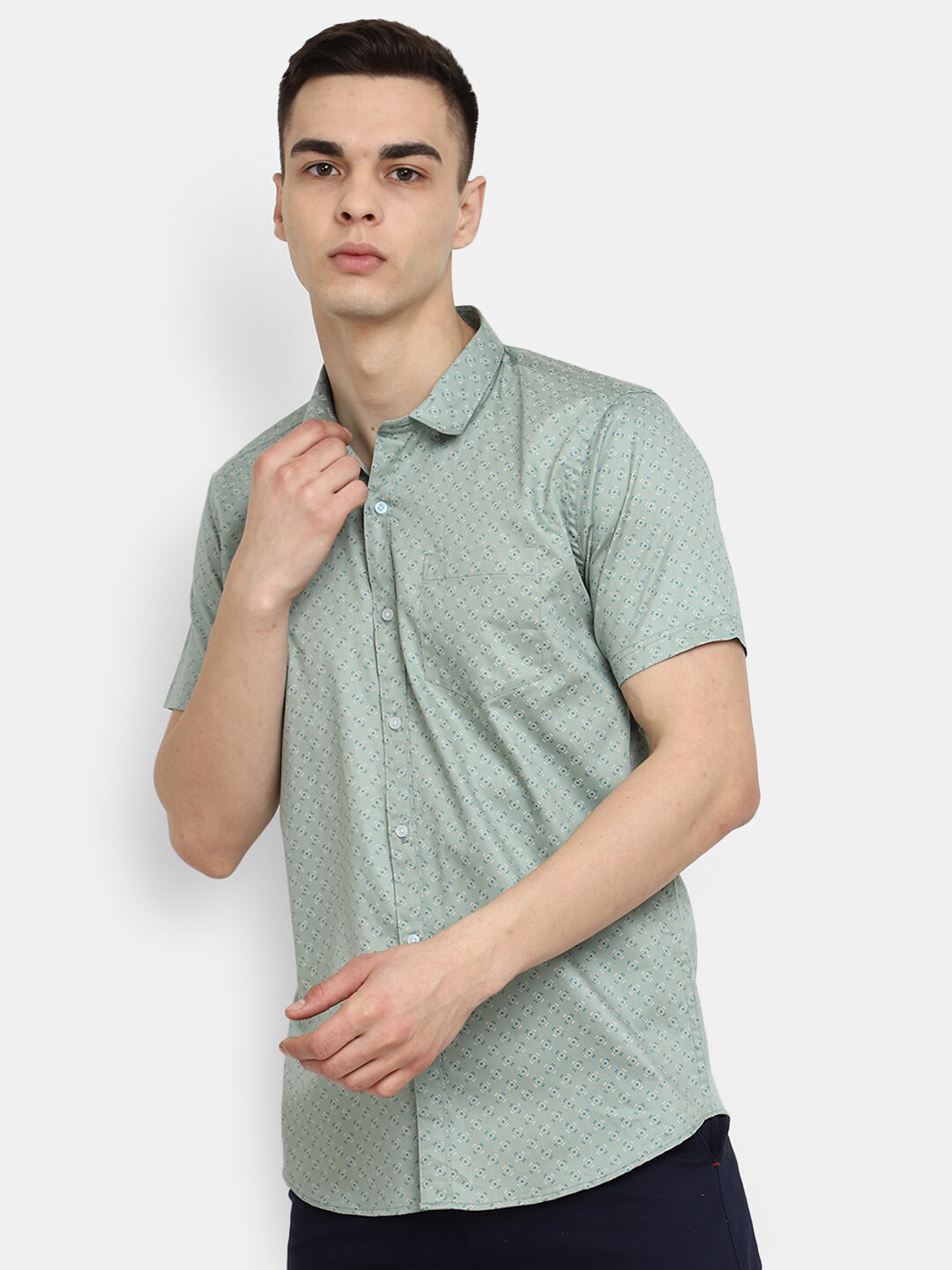 

V-Mart Classic Printed Casual Shirt, Green