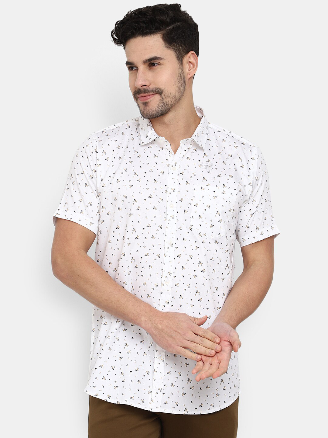 

V-Mart Classic Floral Printed Casual Shirt, White