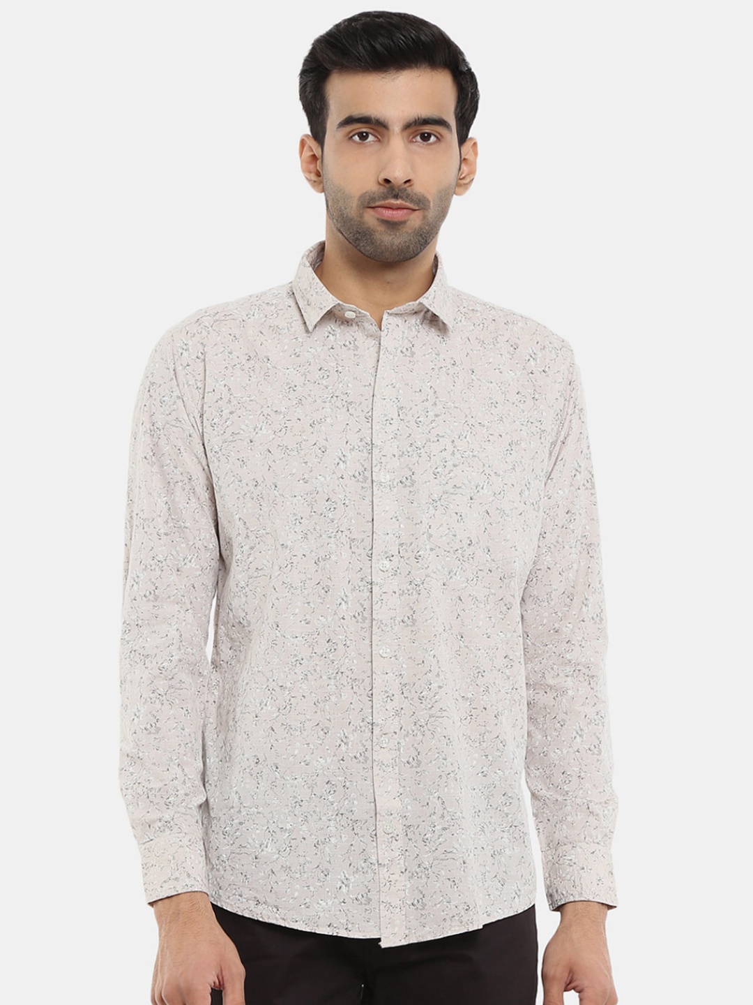 

V-Mart Classic Floral Printed Cotton Casual Shirt, Beige