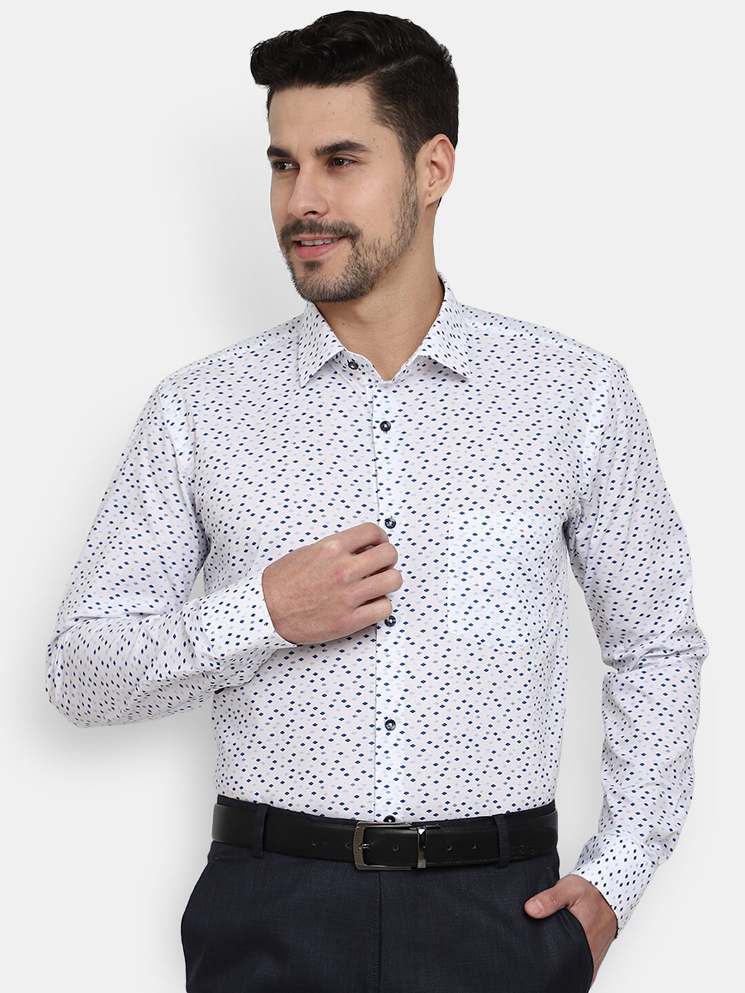 

J White by Vmart Geometric Printed Cotton Formal Shirt