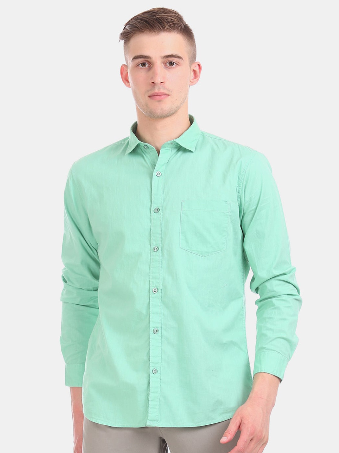 

V-Mart Classic Casual Cotton Shirt, Green