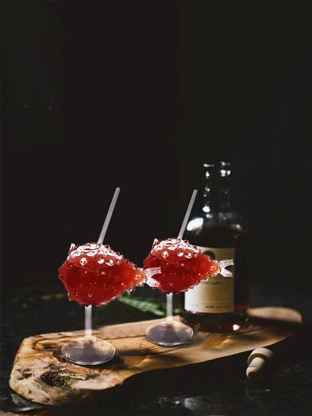 

THE ARTMENT 2-Pcs Transparent Textured Pufferfish Cocktail Glass