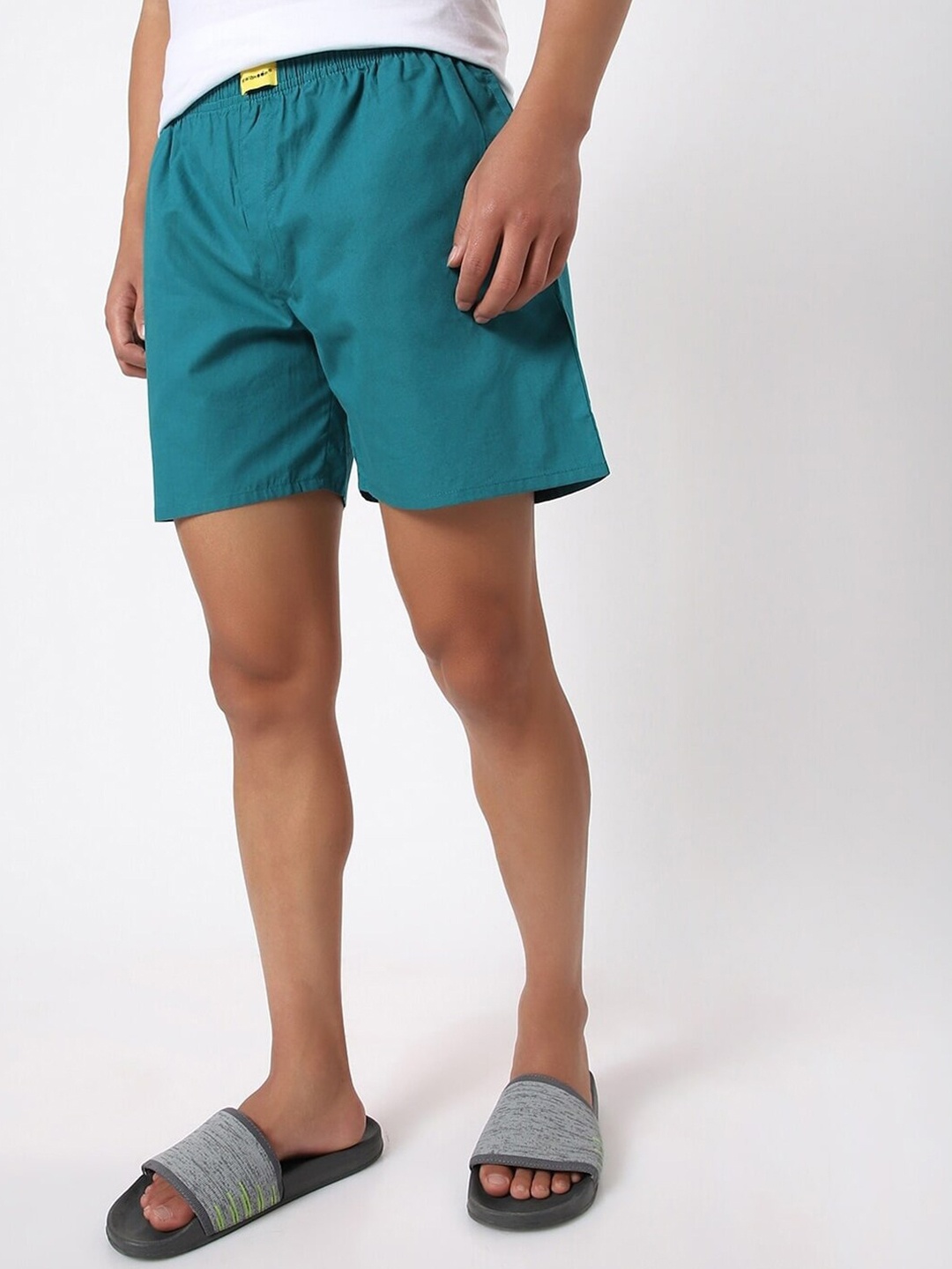 

Bewakoof Men Textured Cotton Mid-Rise Boxers- 460043, Teal