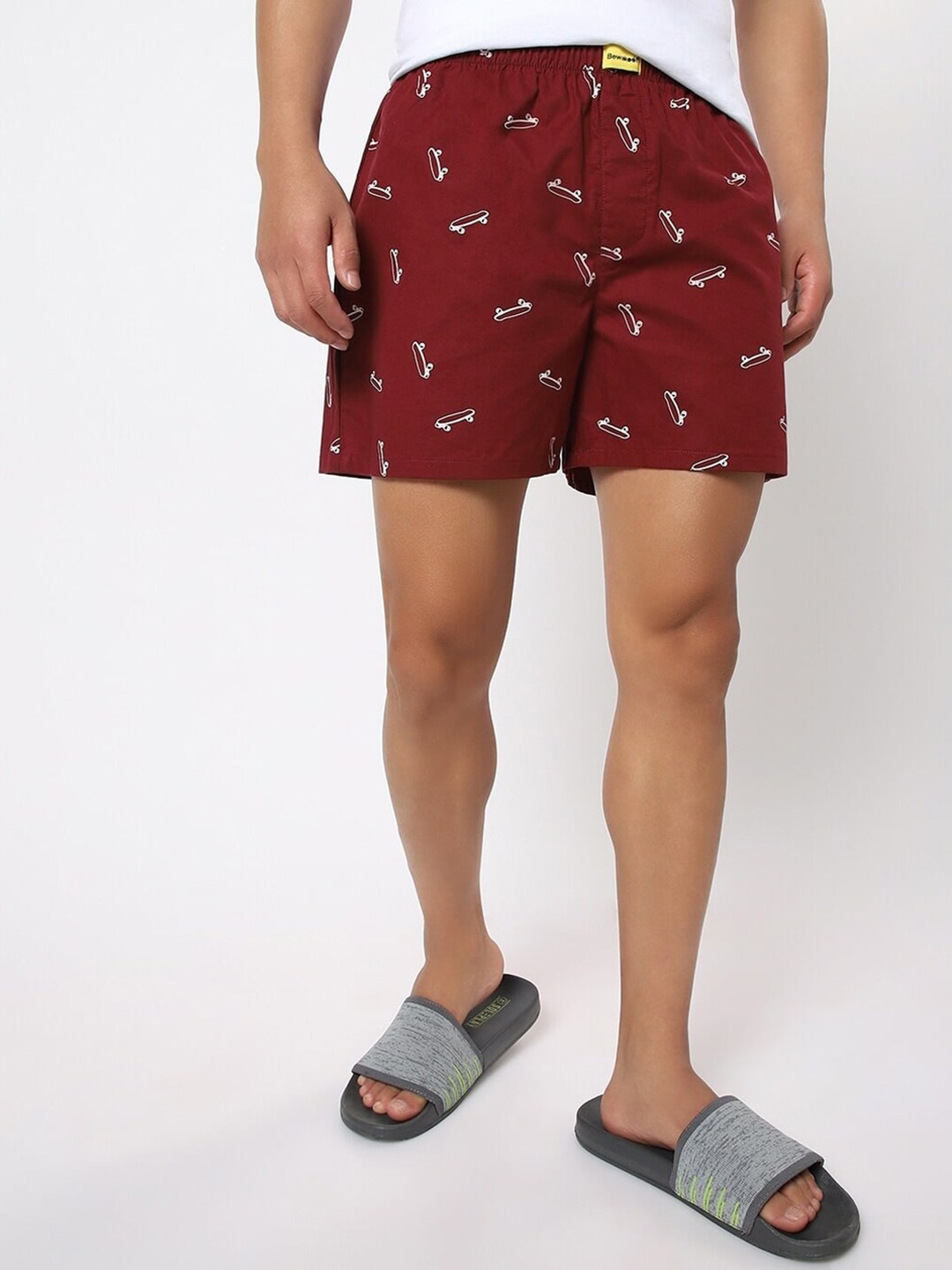 

Bewakoof Men Printed Cotton Boxers- 497446, Maroon