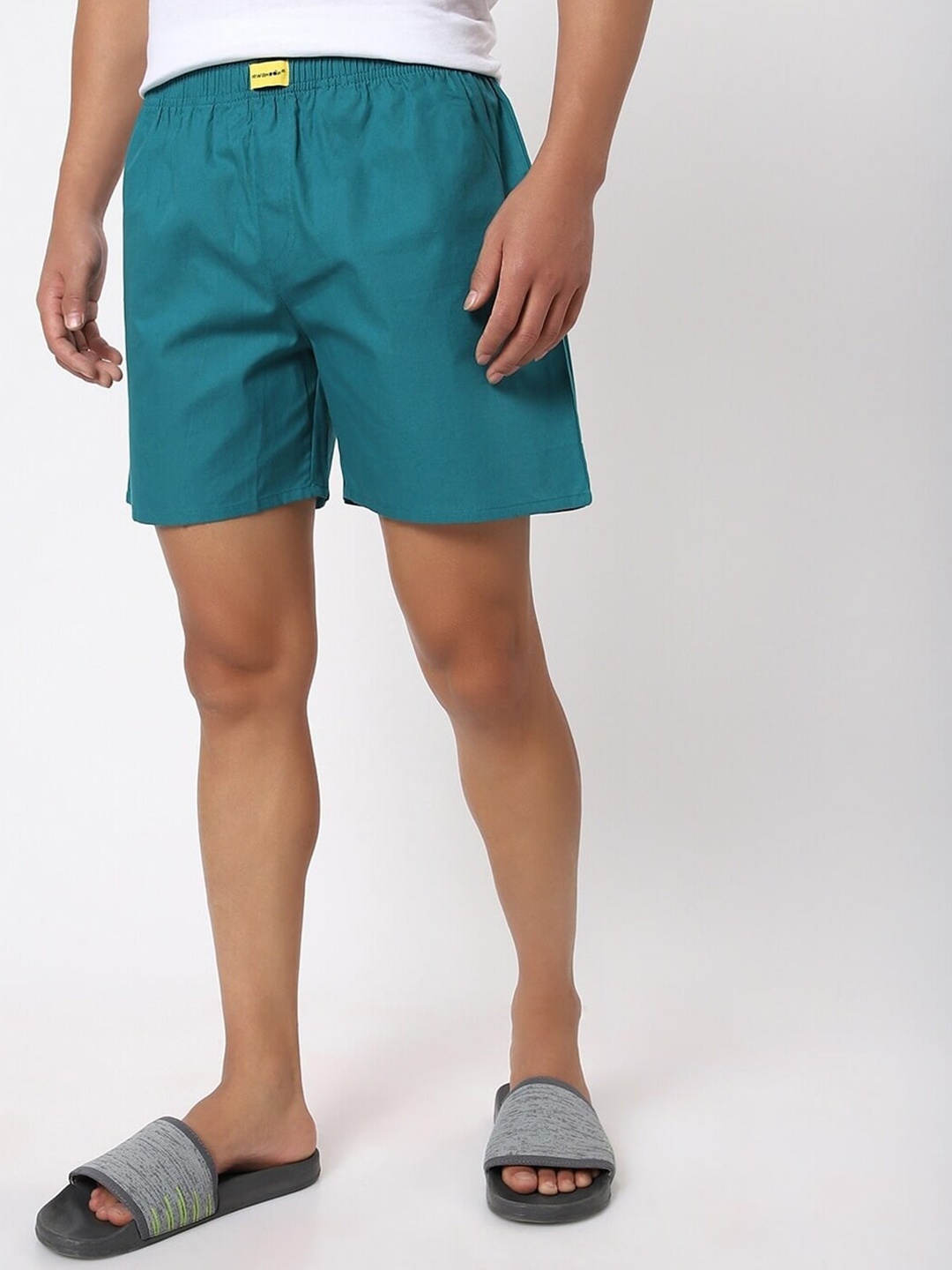 

Bewakoof Men Textured Cotton Mid-Rise Boxers- 460064, Teal