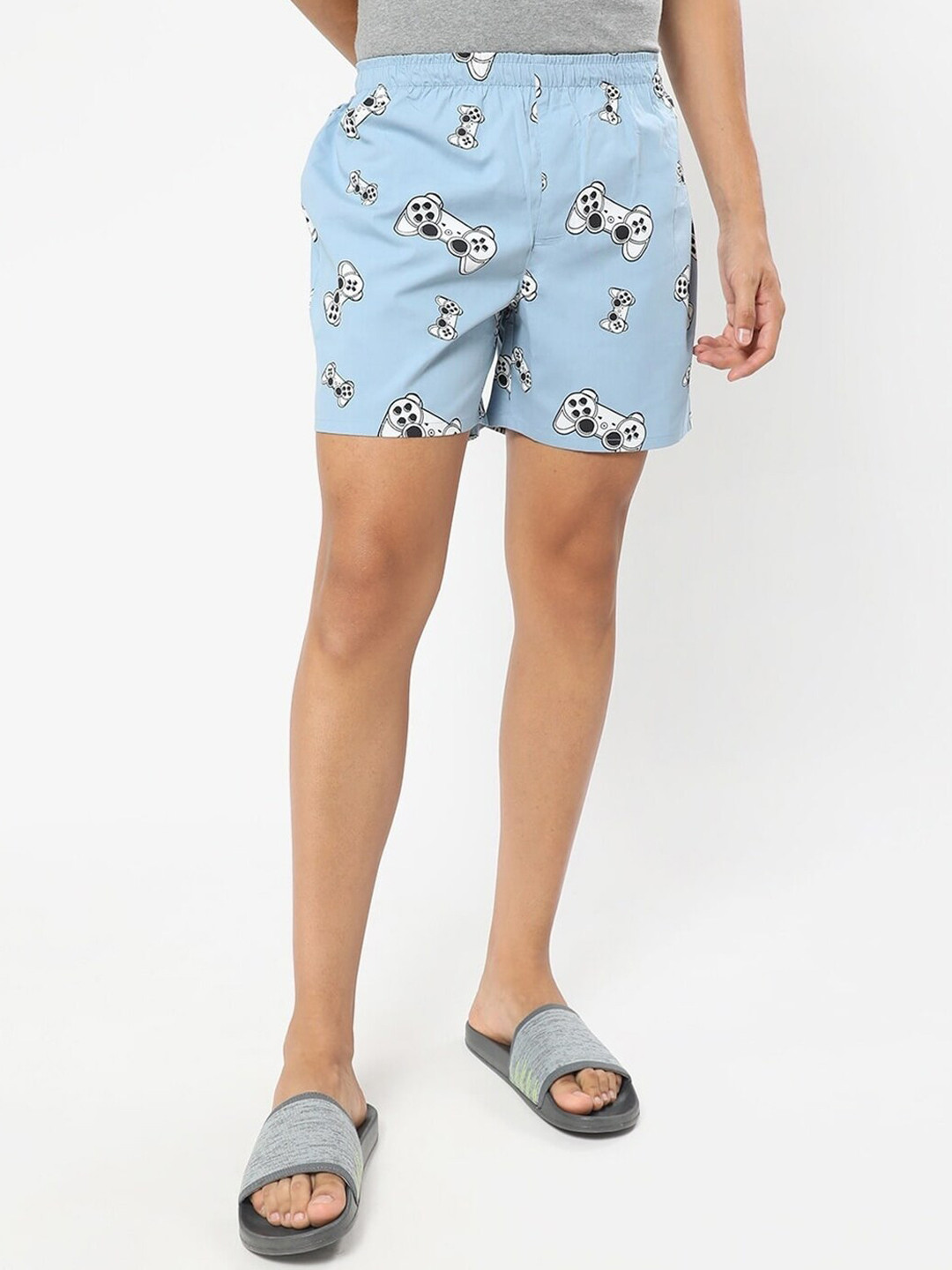 

Bewakoof Men Printed Cotton Boxers- 464435, Turquoise blue