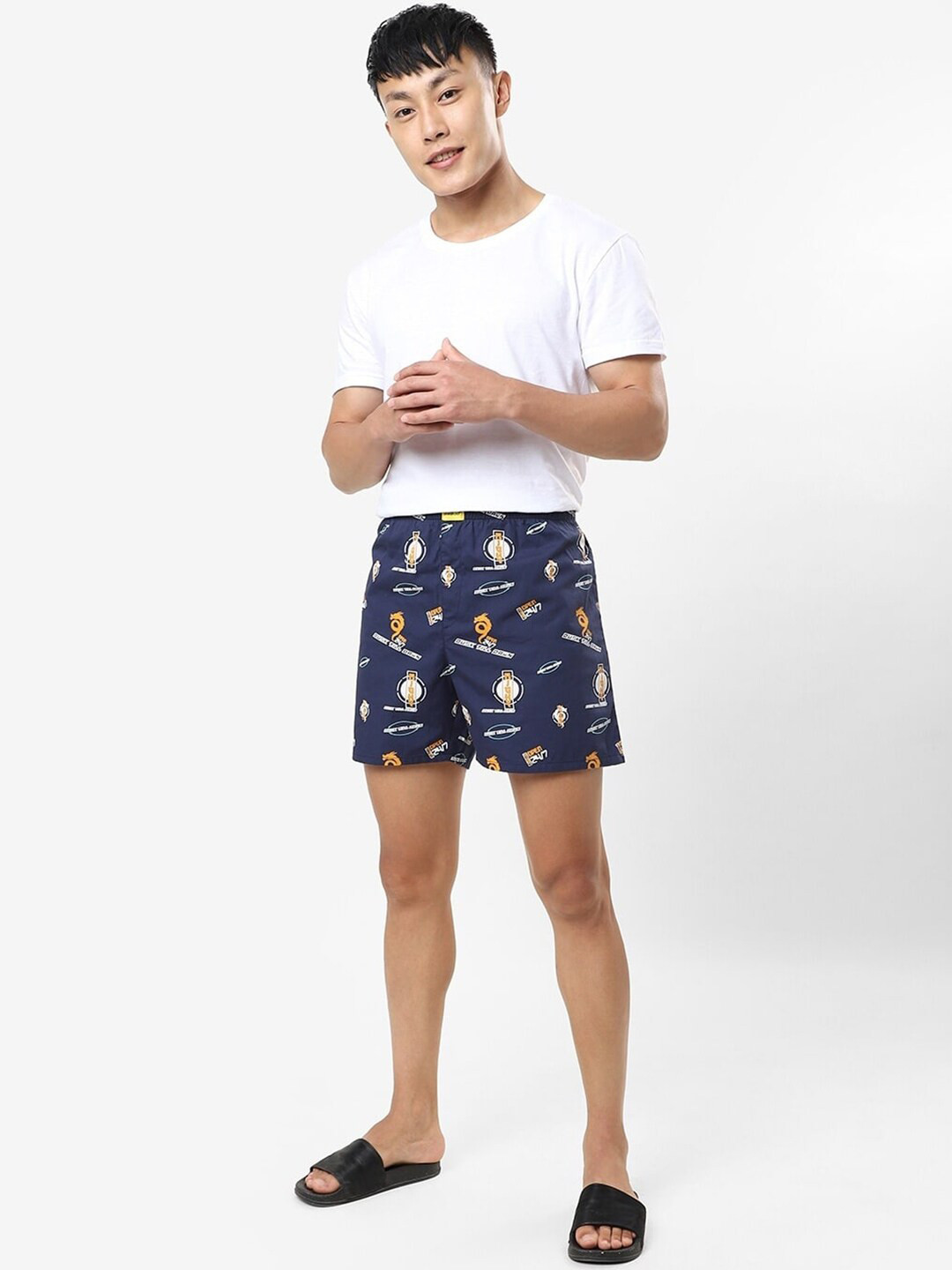 

Bewakoof Men Night Dragon Printed Cotton Boxers- 464439, Navy blue
