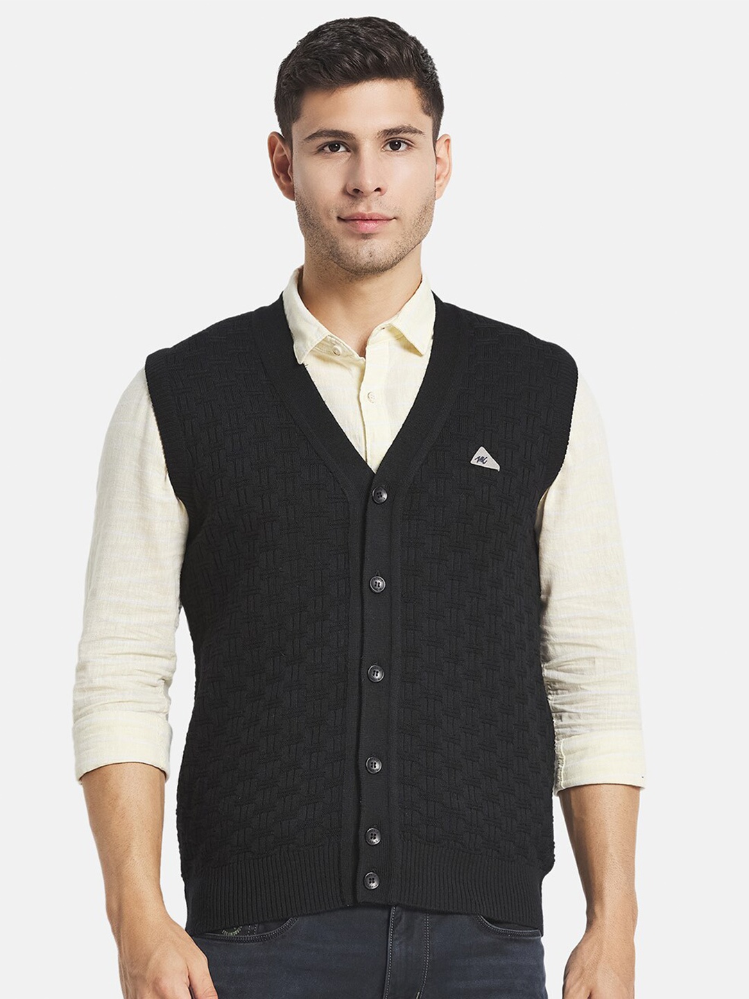 

Monte Carlo V-Neck Cable Knit Cardigan, Black