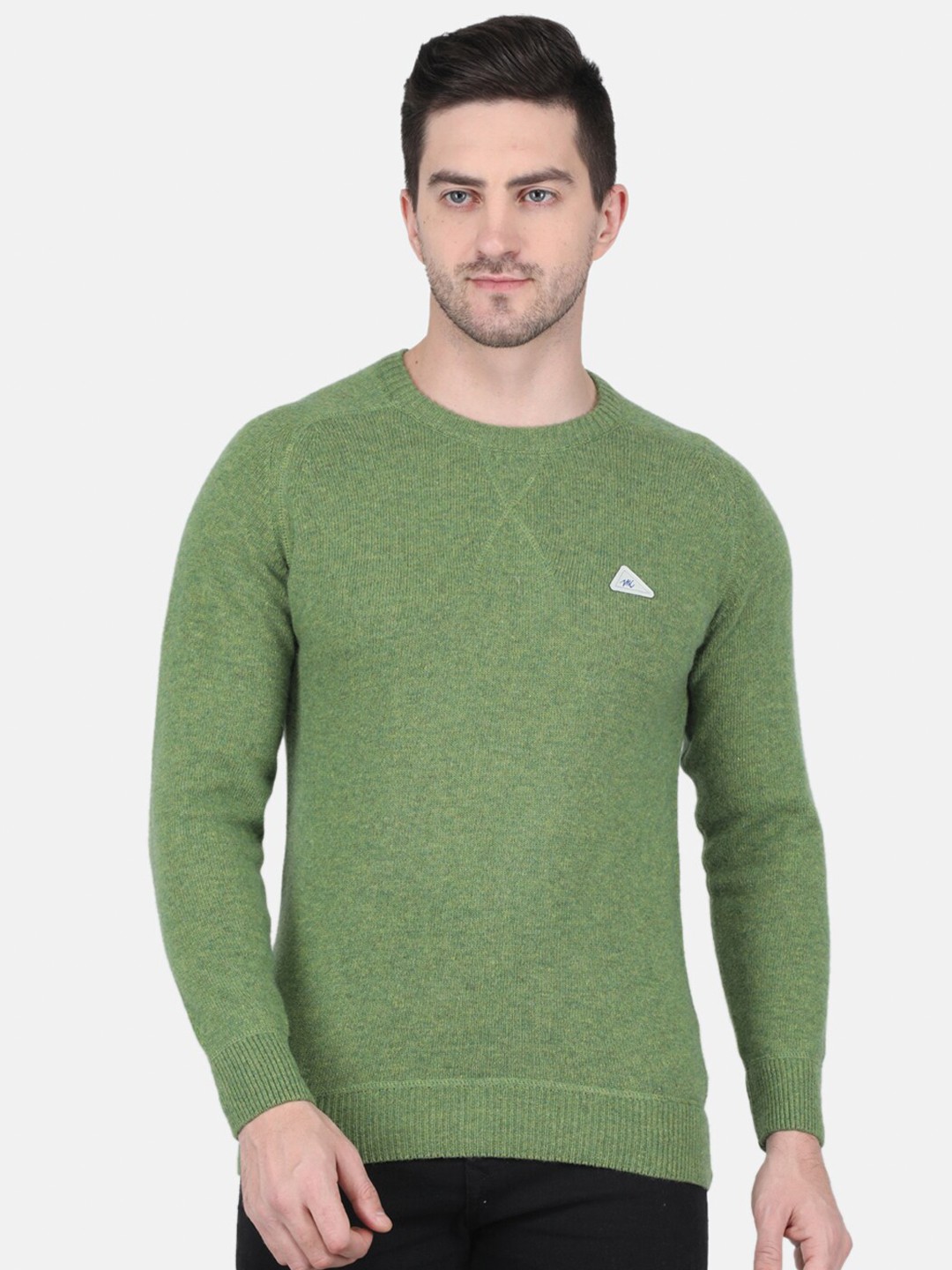 

Monte Carlo Round Neck Wool Pullover, Green