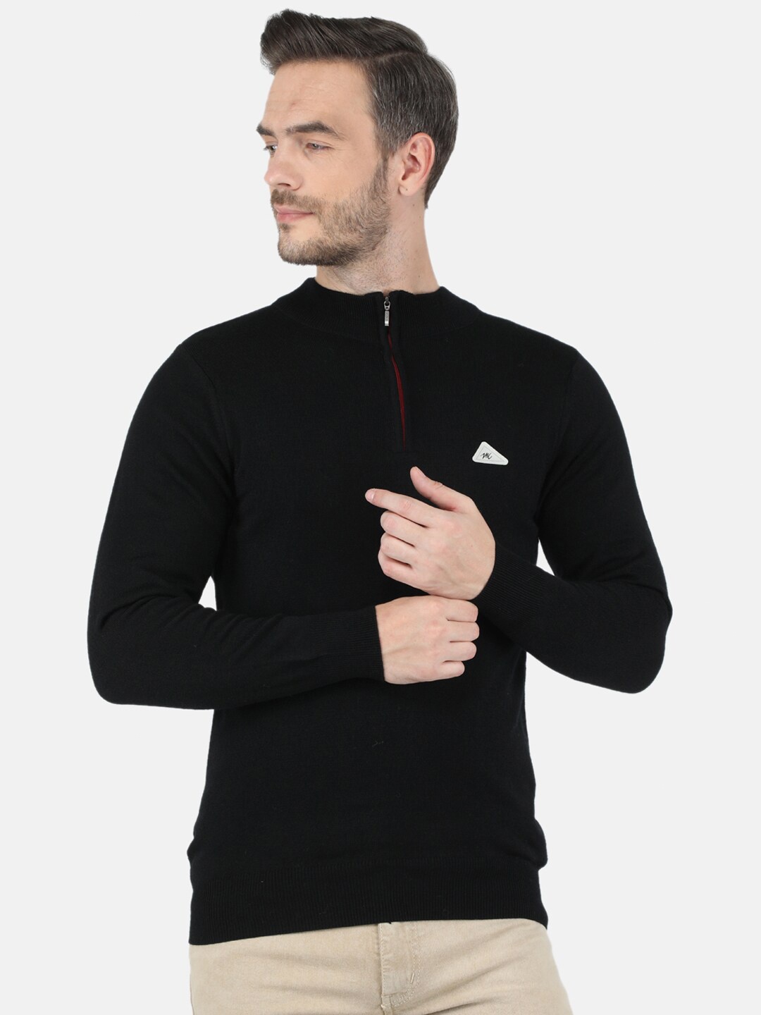 

Monte Carlo Mock Collar Wool Pullover, Black