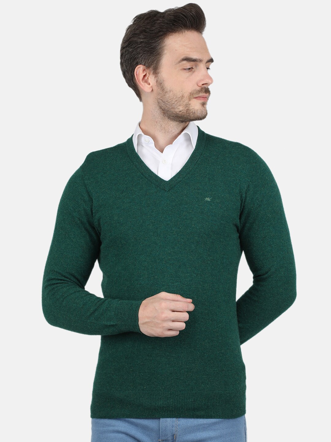 

Monte Carlo V-Neck Wool Pullover, Green