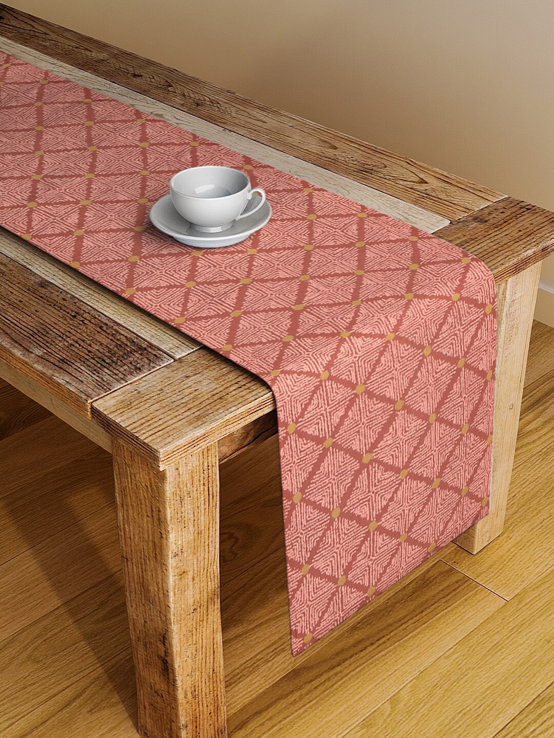 

BLANC9 Brown & Pink Printed Pure Cotton Table Runner