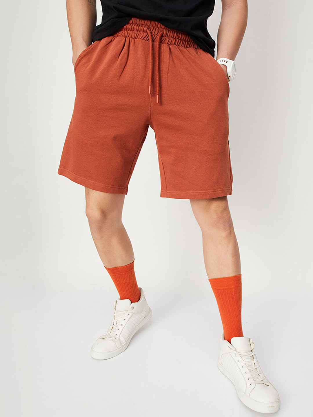 

max Men Mid Rise Regular Fit Cotton Shorts, Orange