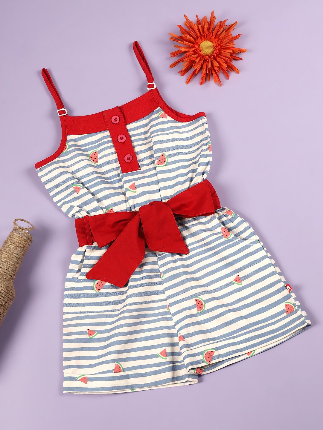 

Nino Bambino Girls Striped Organic Cotton Dress, Red