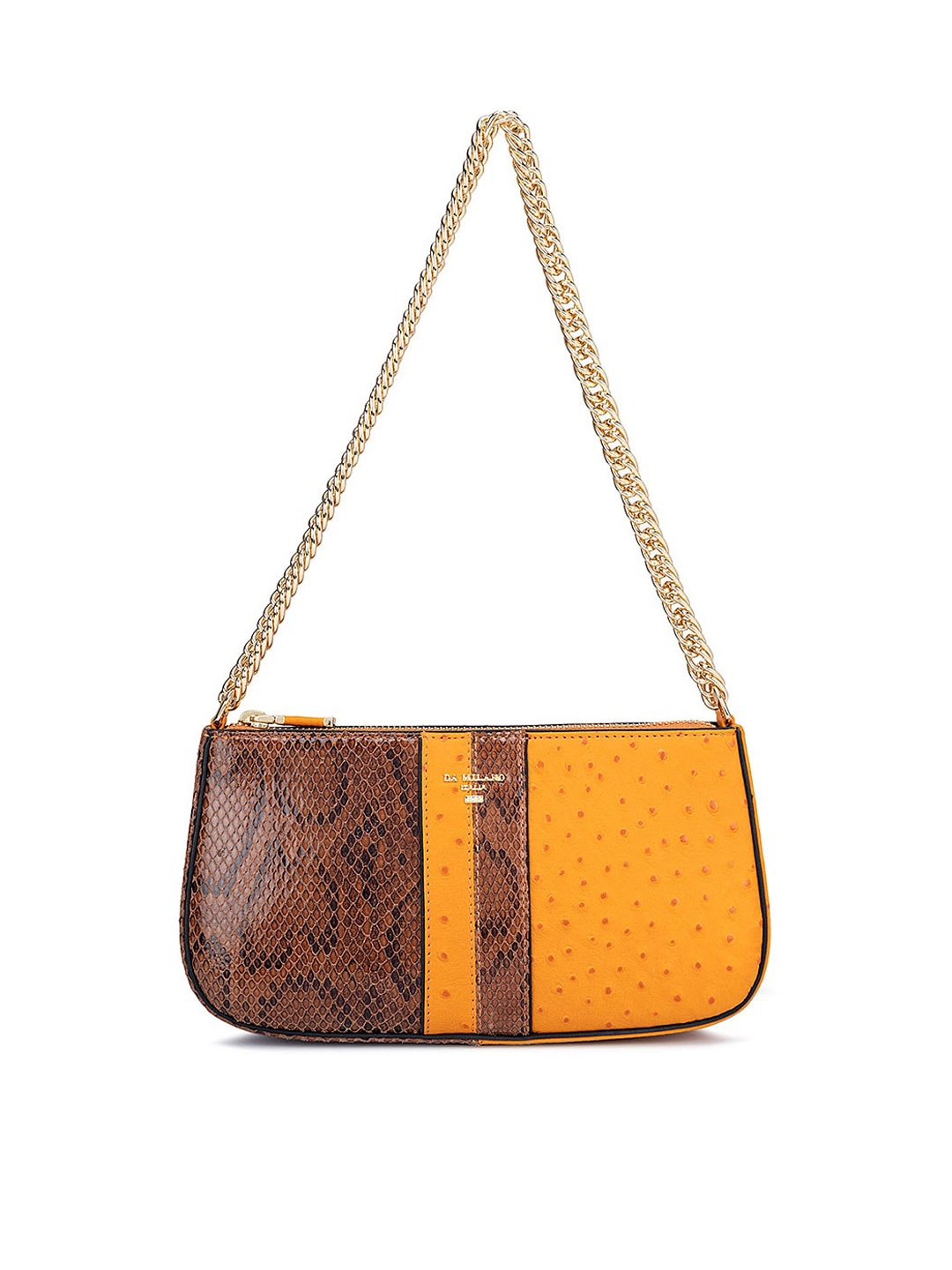 

Da Milano Animal Printed Structured Sling Bag, Orange