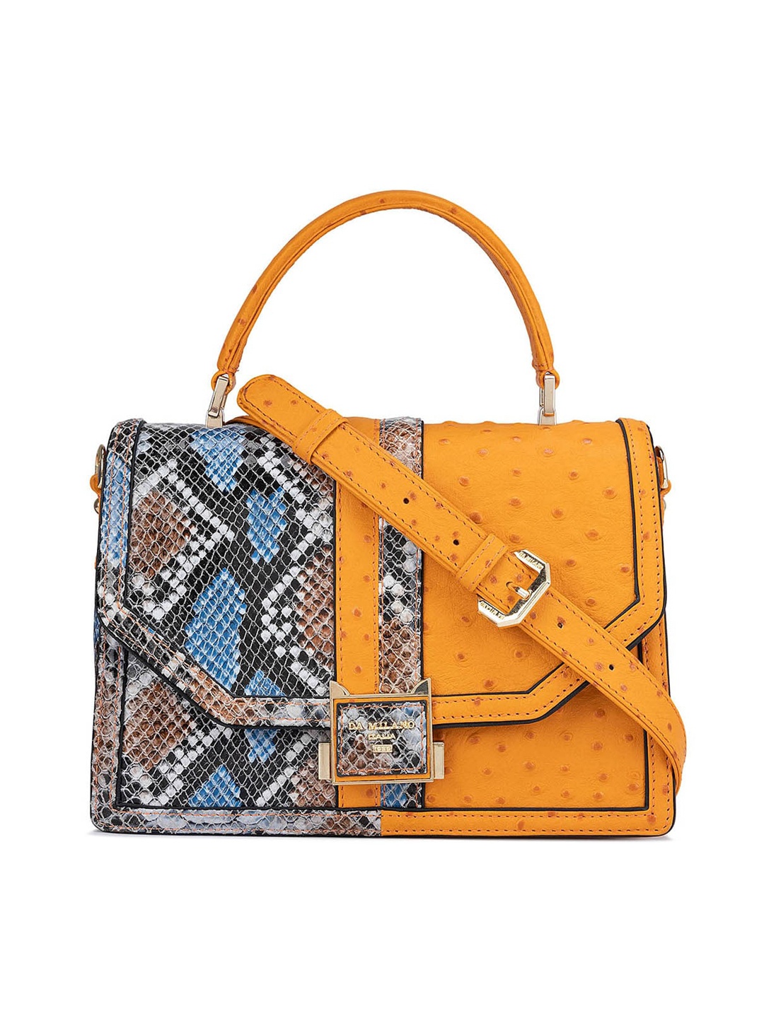 

Da Milano Embellished Leather Structured Handheld Bag, Orange