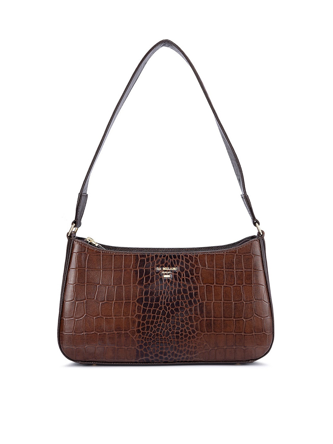 

Da Milano Animal Textured Leather Structured Hobo Bag, Brown