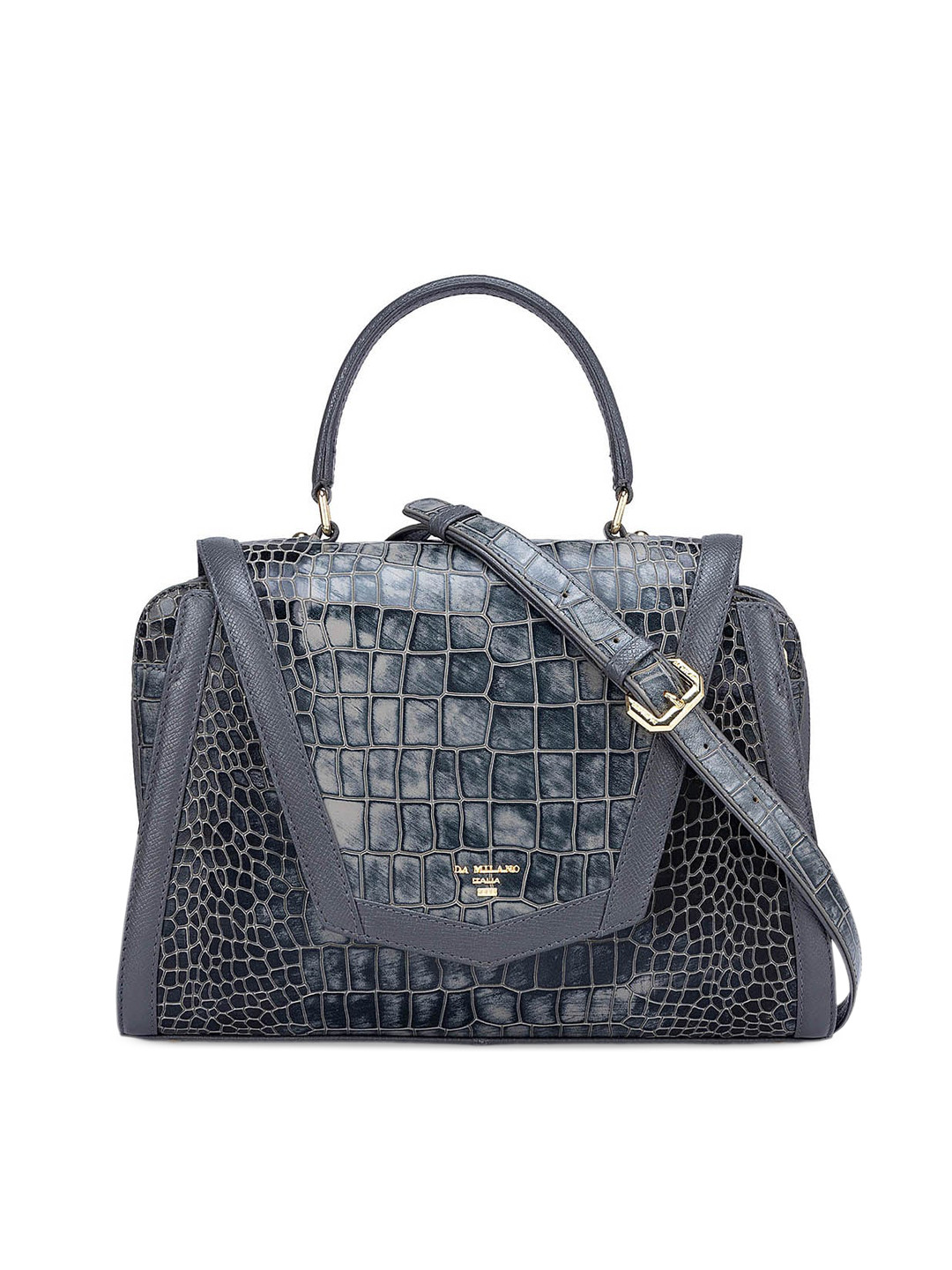 

Da Milano Leather Oversized Structured Handheld Bag, Grey