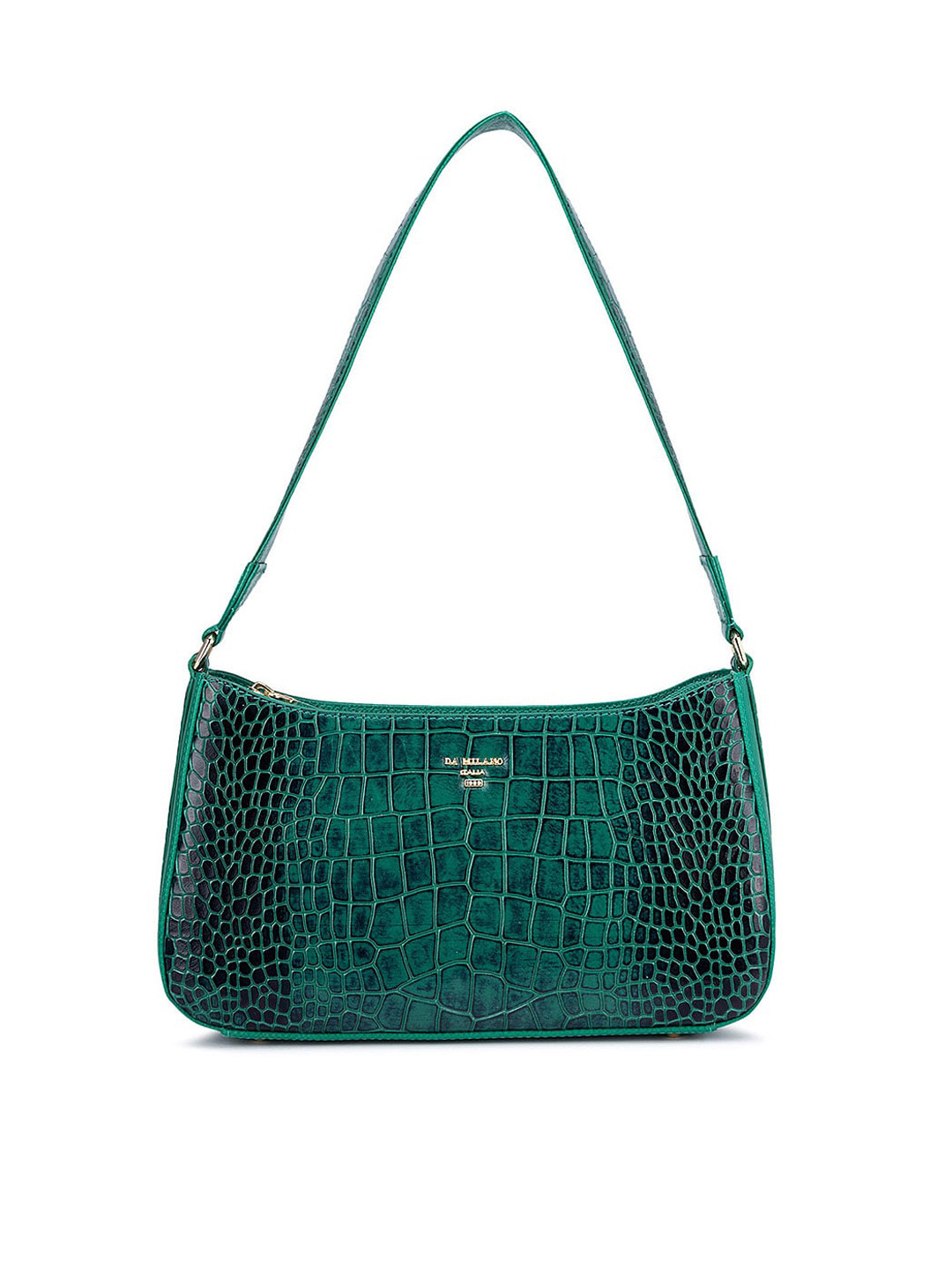 

Da Milano Pink Animal Textured Leather Half Moon Sling Bag with Cut Work