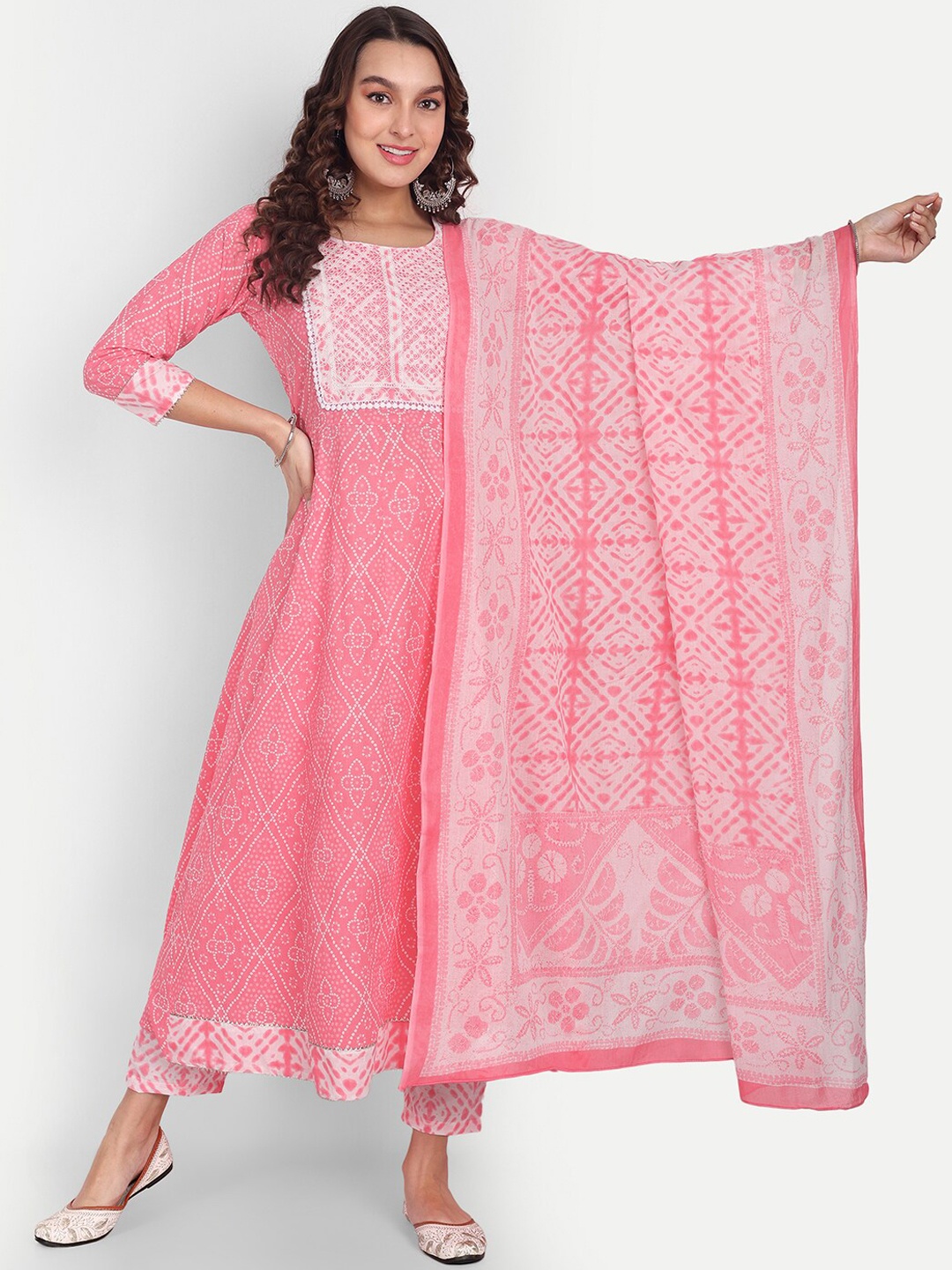 

Aarti Fashion Thread Work Pure Cotton Kurta with Trousers & Dupatta, Pink