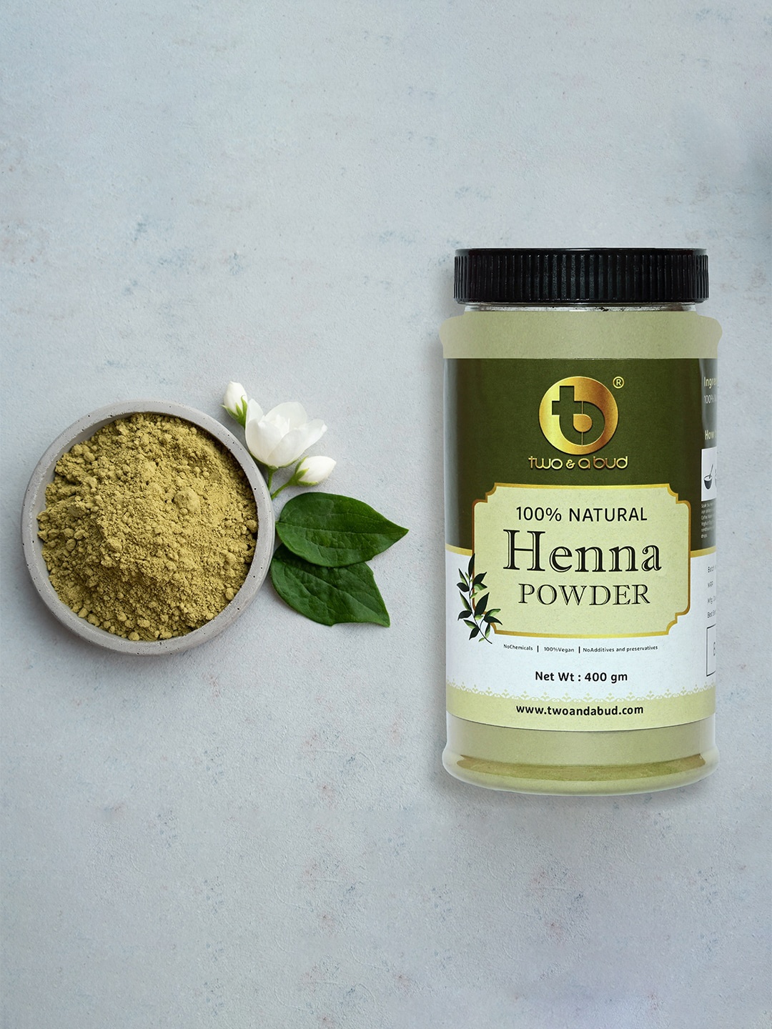 

Two & A Bud 100% Natural Henna Powder 400 gm, Lime green