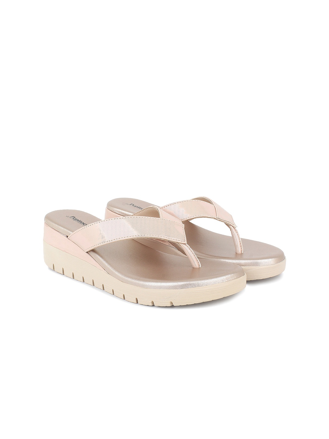

PEPITOES Flatform Sandals with Buckles, Rose gold
