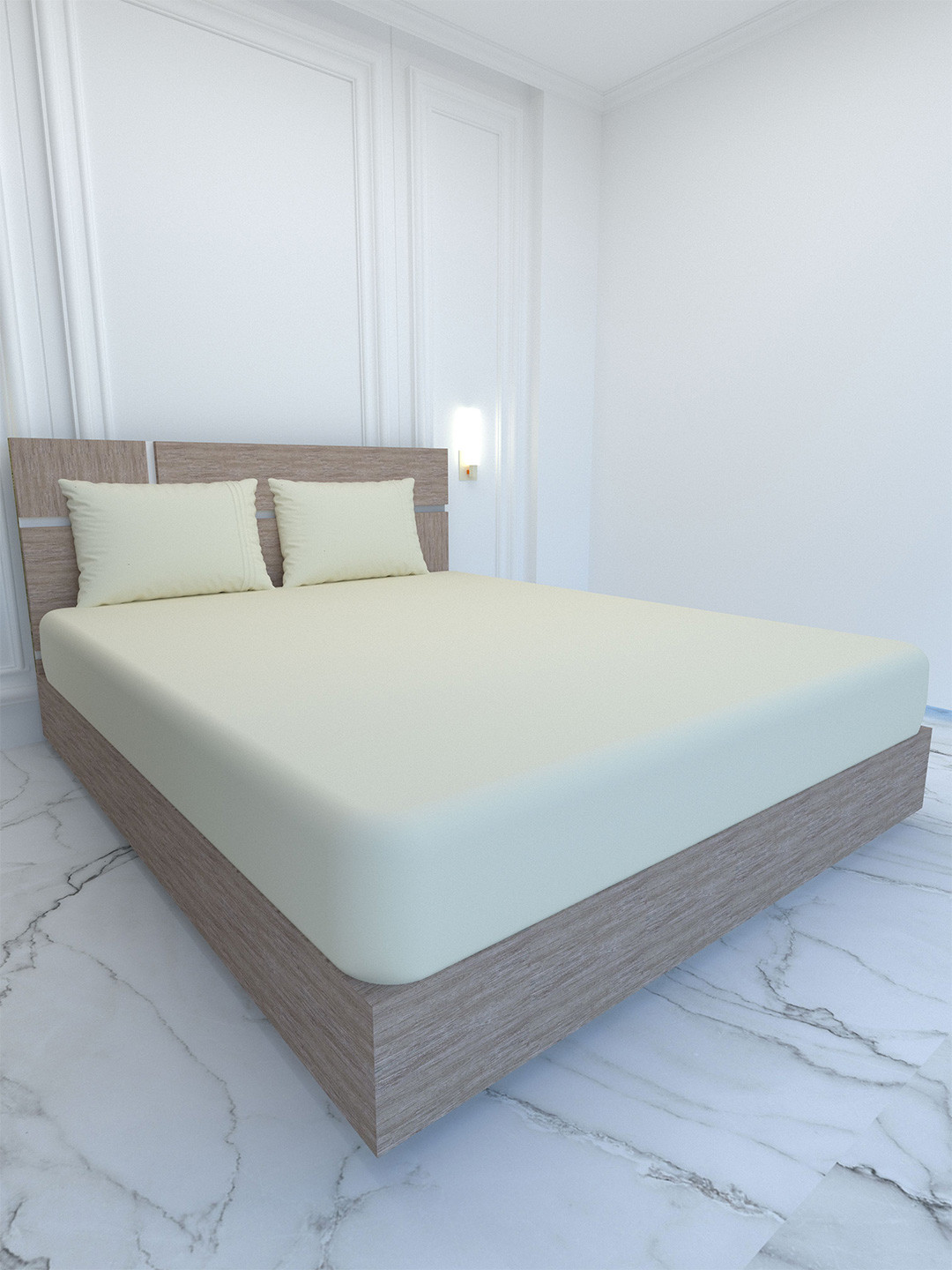 

Pure Decor Palace Cream-Coloured 400 TC Flat Pure Cotton King Bedsheet & 2 Pillow Covers