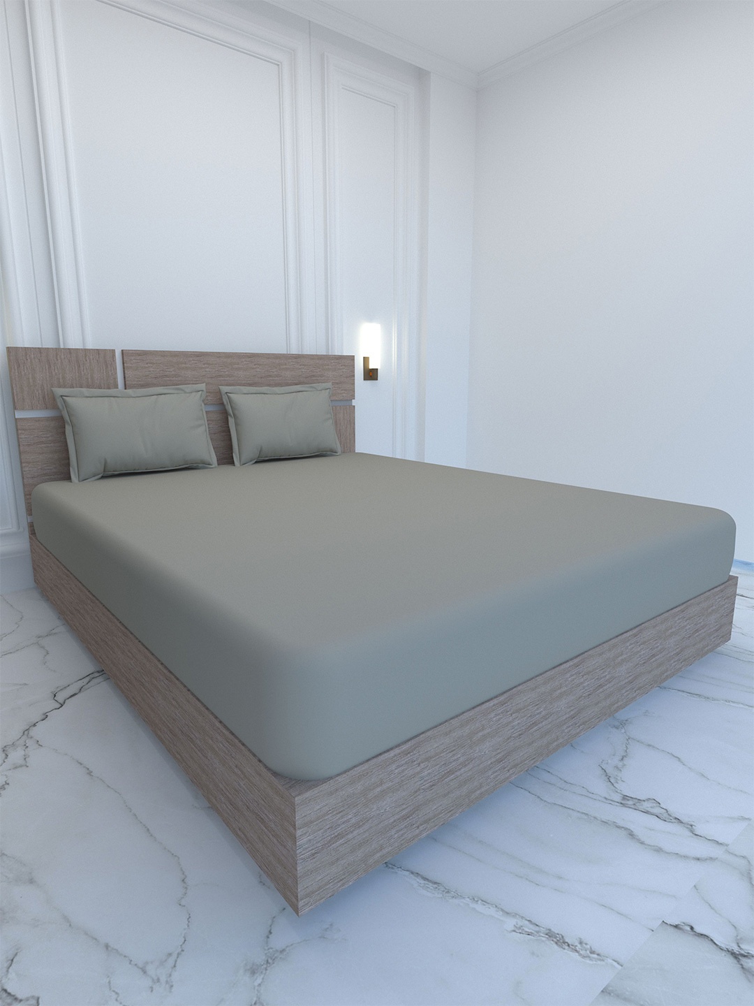 

Pure Decor Grey 400 TC Flat Pure Cotton King Bedsheet & 2 Pillow Covers