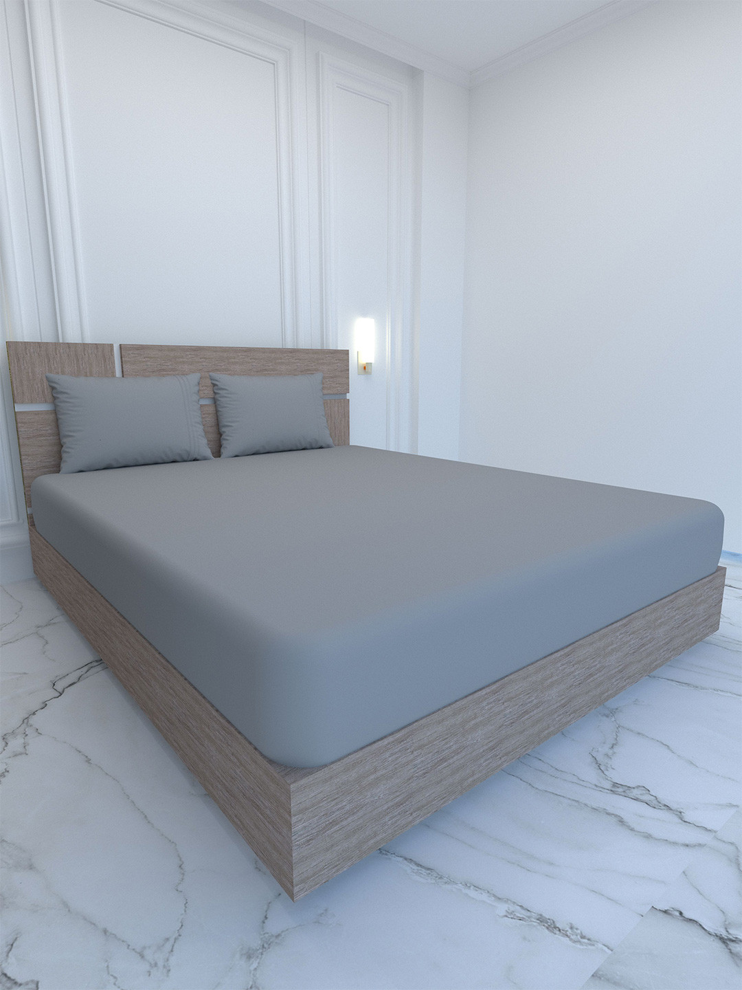 

Pure Decor Grey 400 TC Flat Pure Cotton King Bedsheet & 2 Pillow Covers