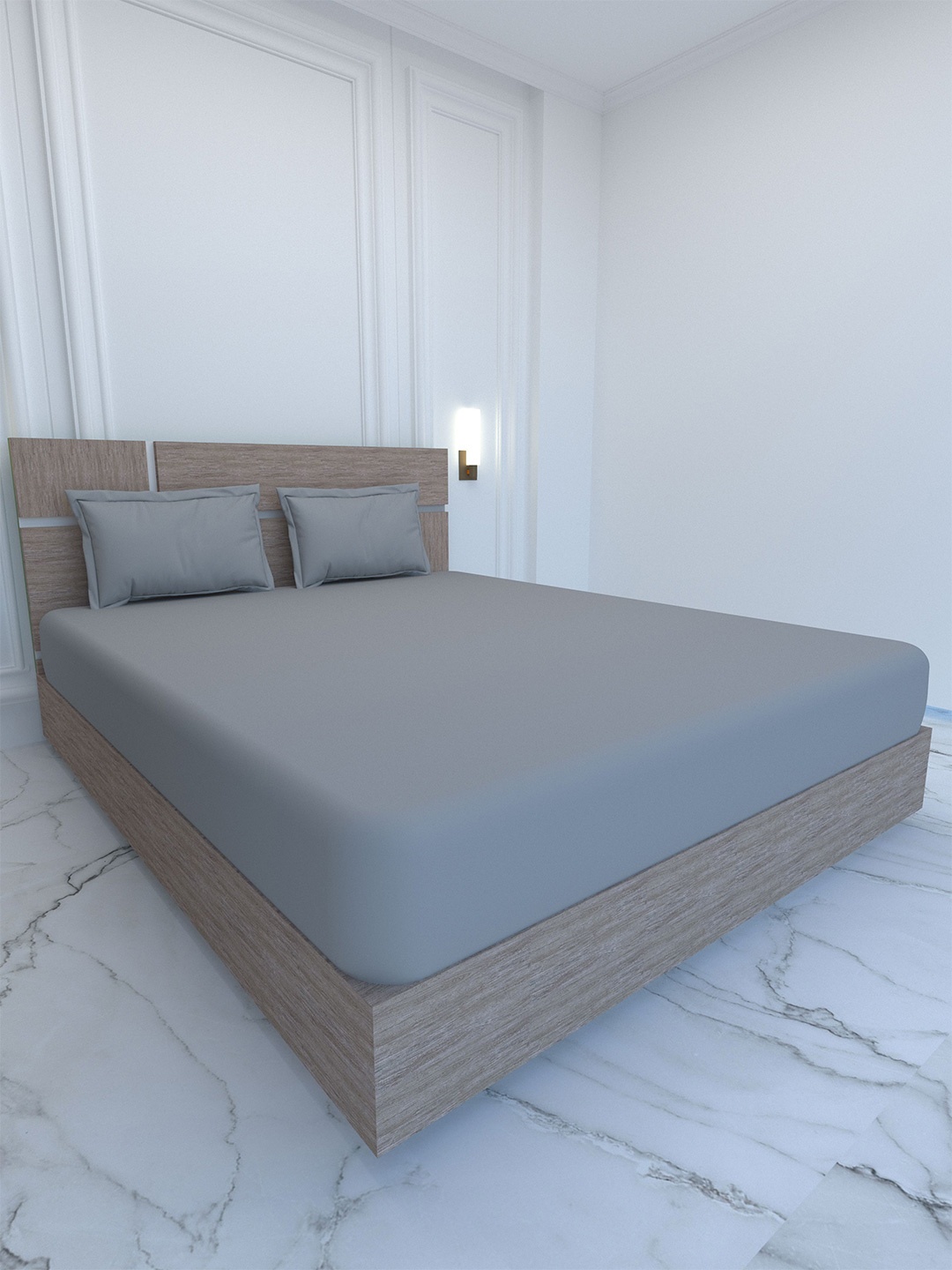 

Pure Decor Grey 400 TC Flat Pure Cotton King Bedsheet & 2 Pillow Covers