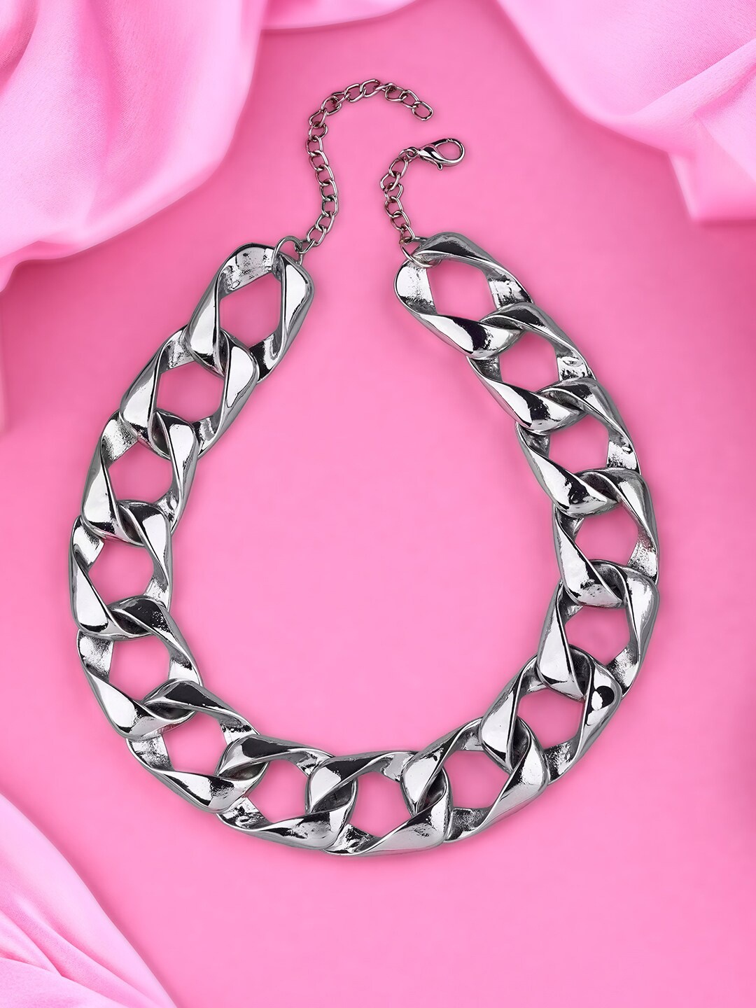 

Estele Rhodium-Plated Cuban Link Necklace, Silver