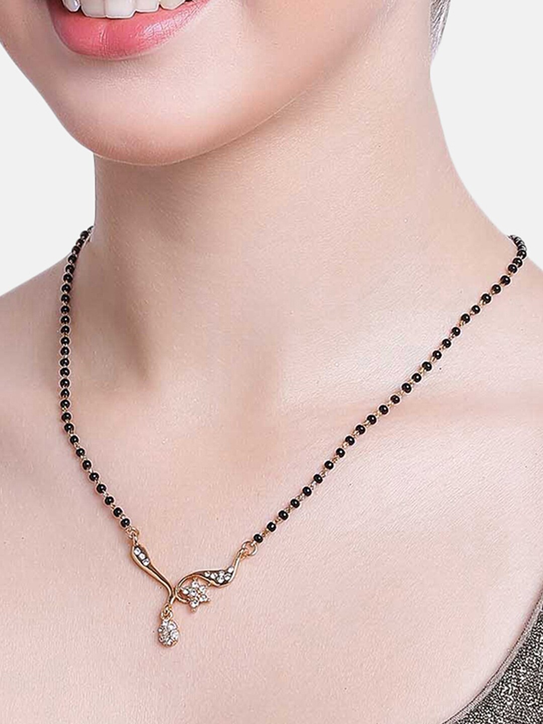 

Estele Women Gold Plated Alluring Mangalsutra With Austrian Crystals, White