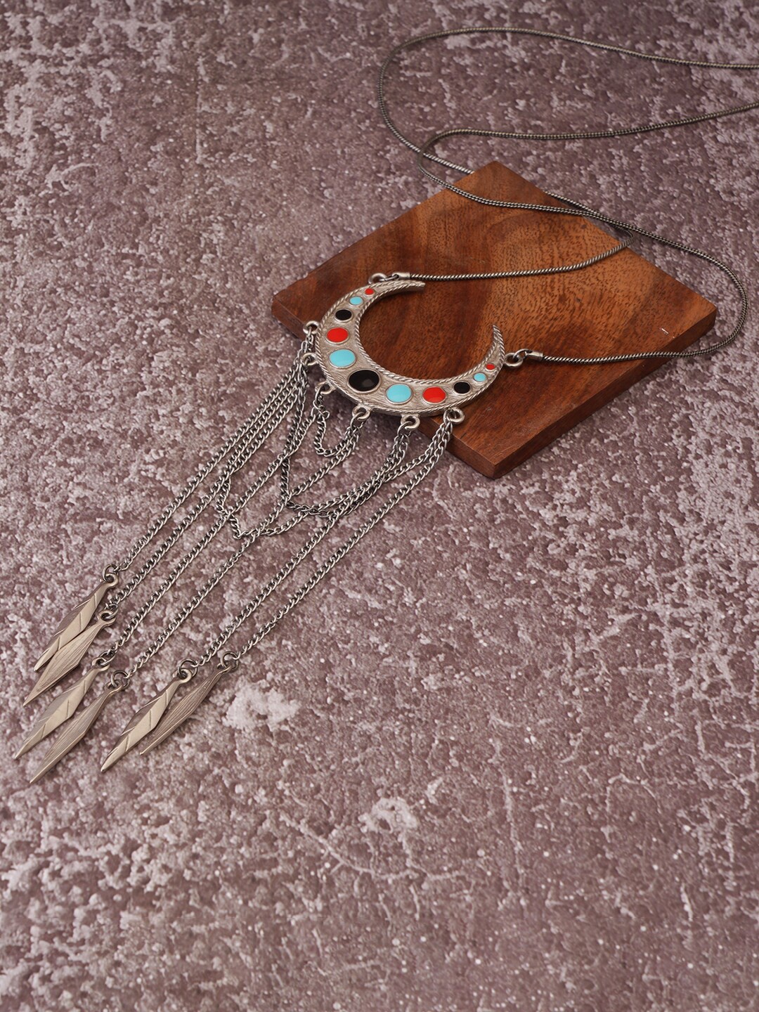 

Estele Rhodium-Plated Tasselled Necklace, Silver