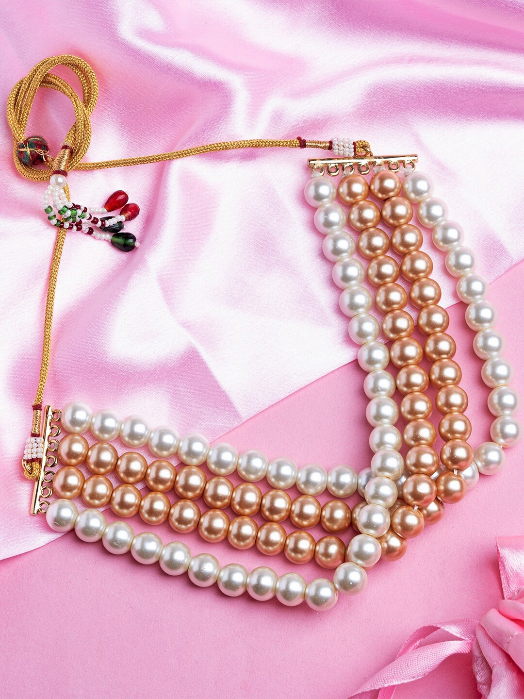 

Estele Gold-Plated Beaded Layered Necklace, White